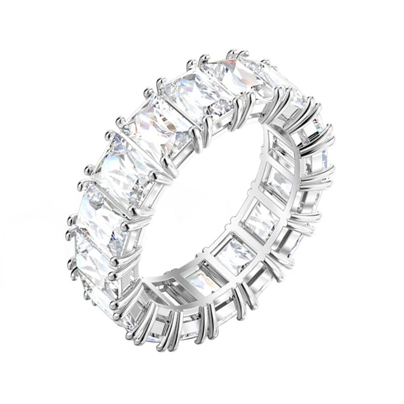 Swarovski Vittore Wide Rhodium Plated Ring - Size 55 - 55