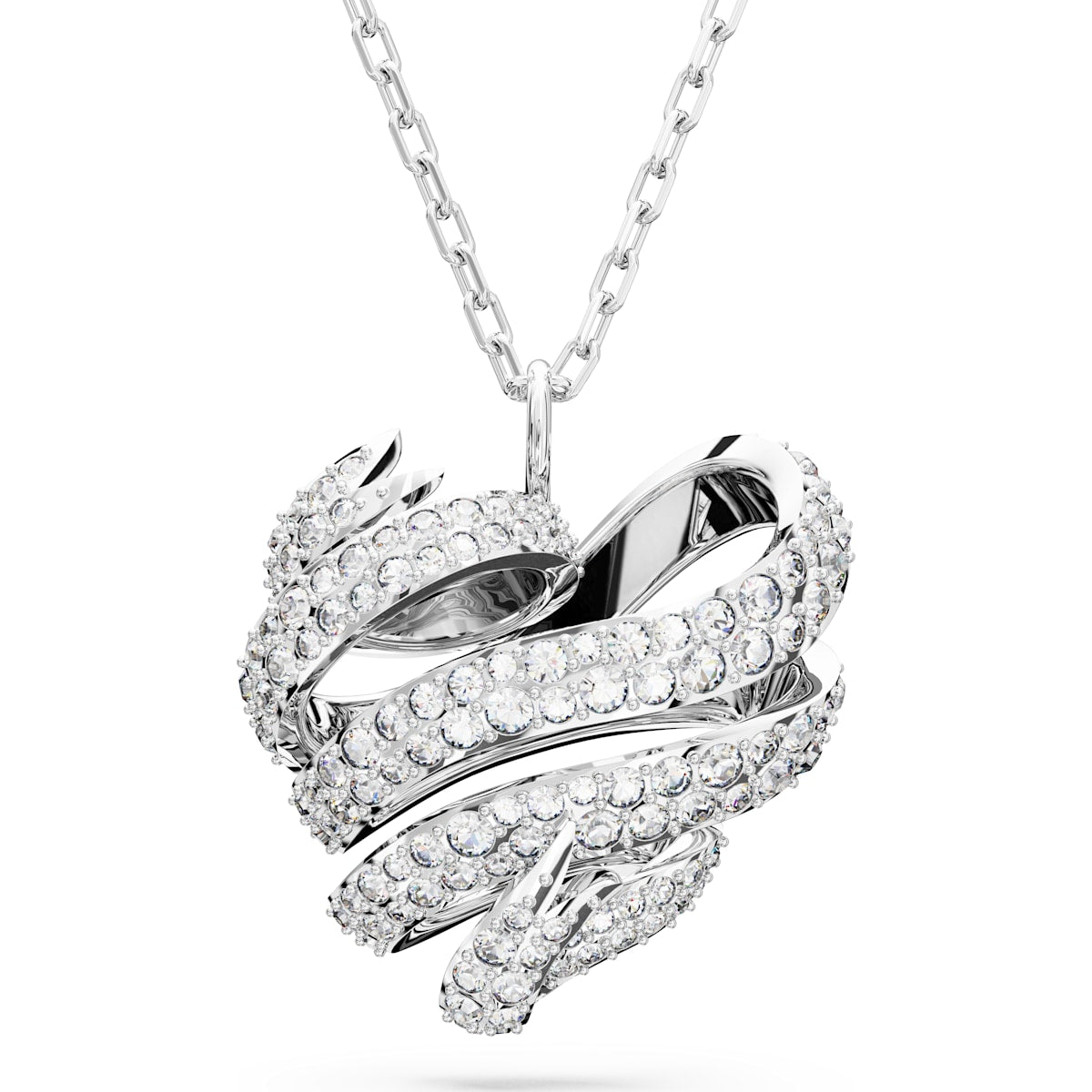 Swarovski Volta Rhodium Plated White Crystal Small Heart Necklace