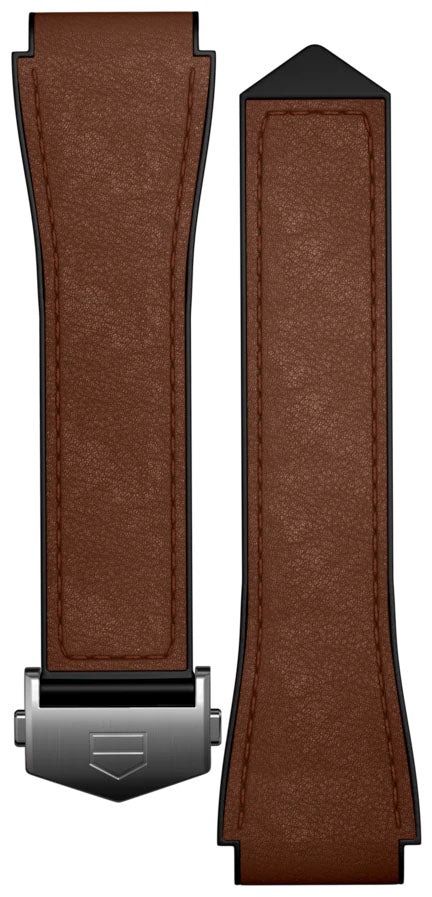 TAG Heuer Strap Bi-Material Leather Brown BT6270 - Brown