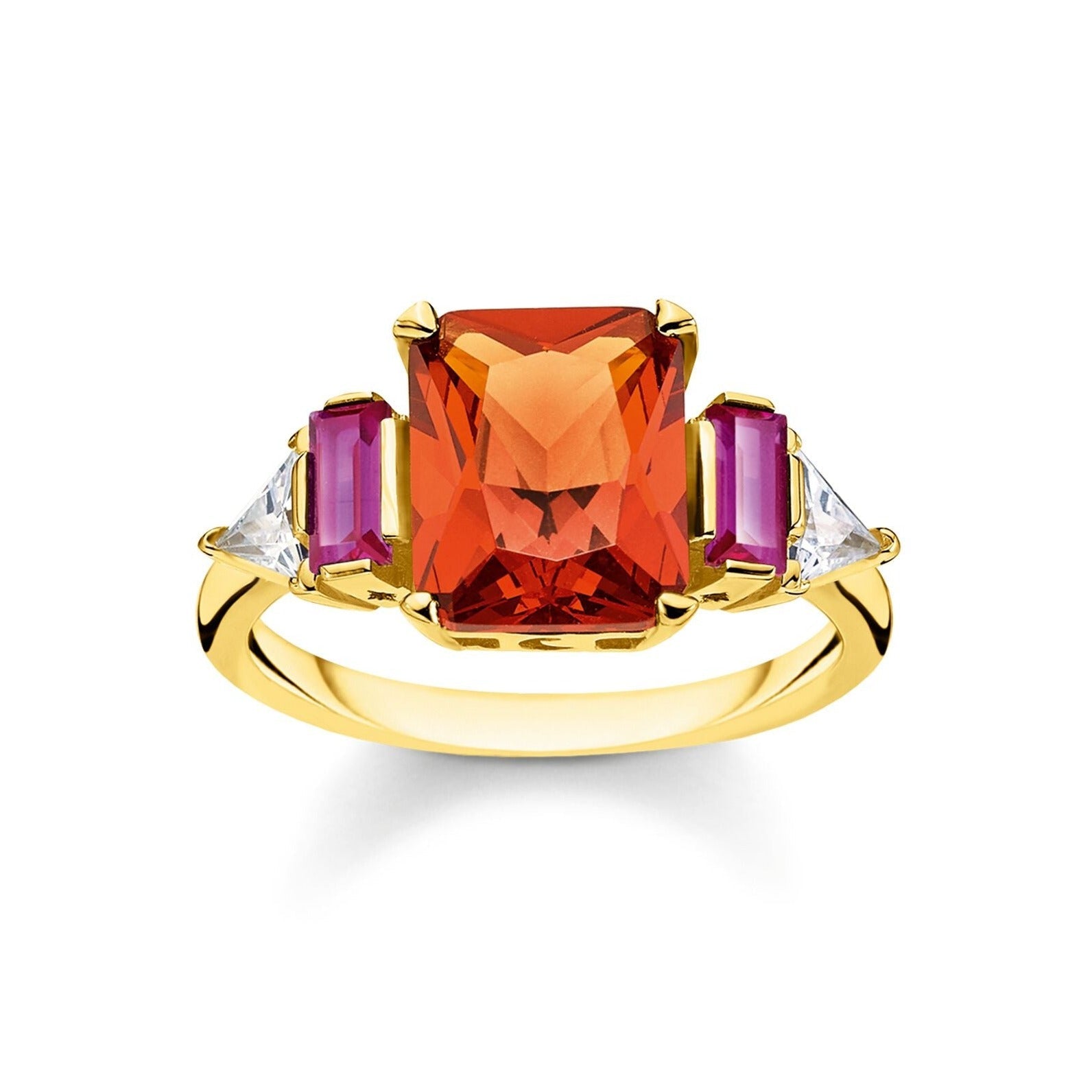 Thomas Sabo 18ct Yellow Gold Plated Sterling Silver Colourful Stones Ring - 52