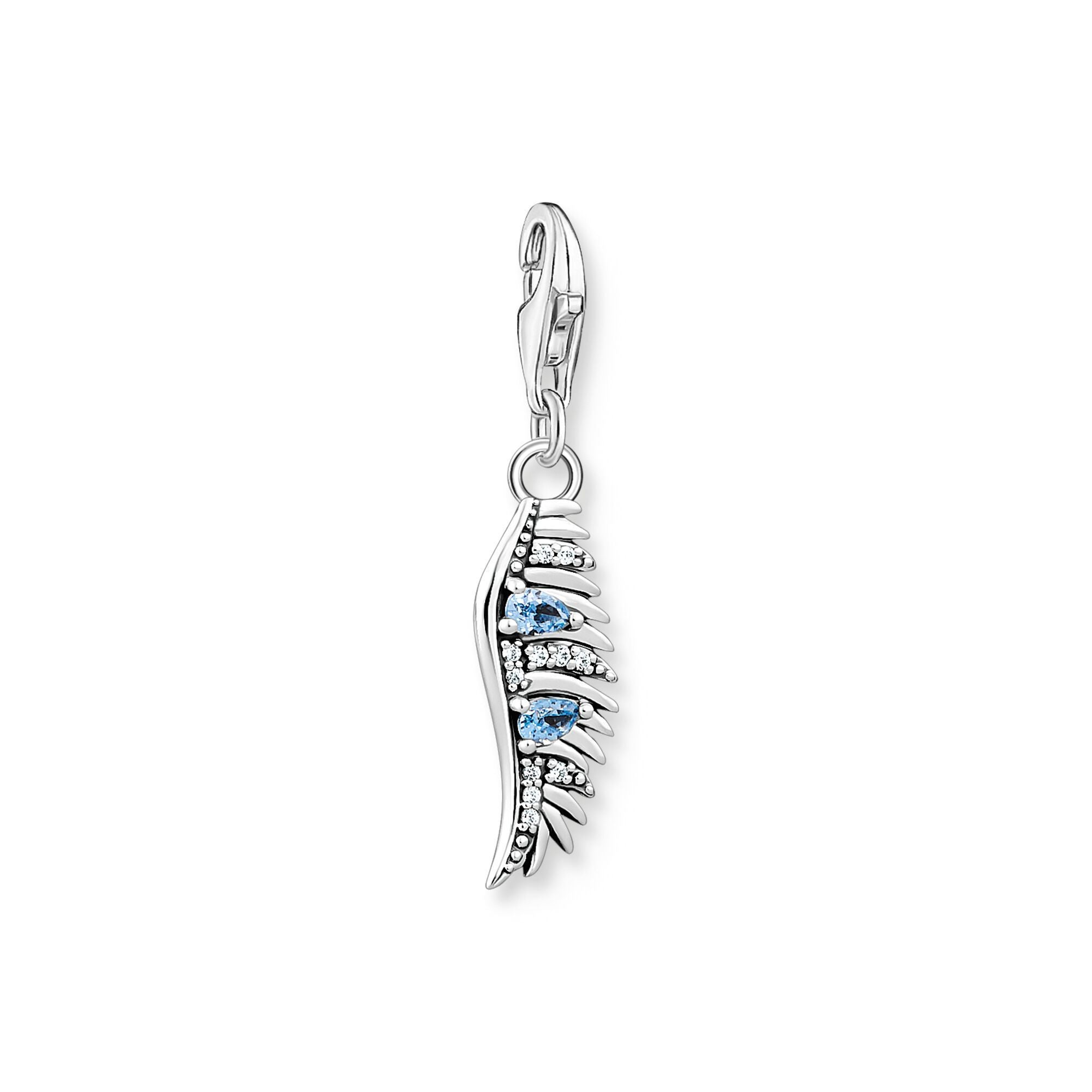 Thomas Sabo Charm Club Sterling Silver Phoenix Feather Blue Stones Charm - Silver