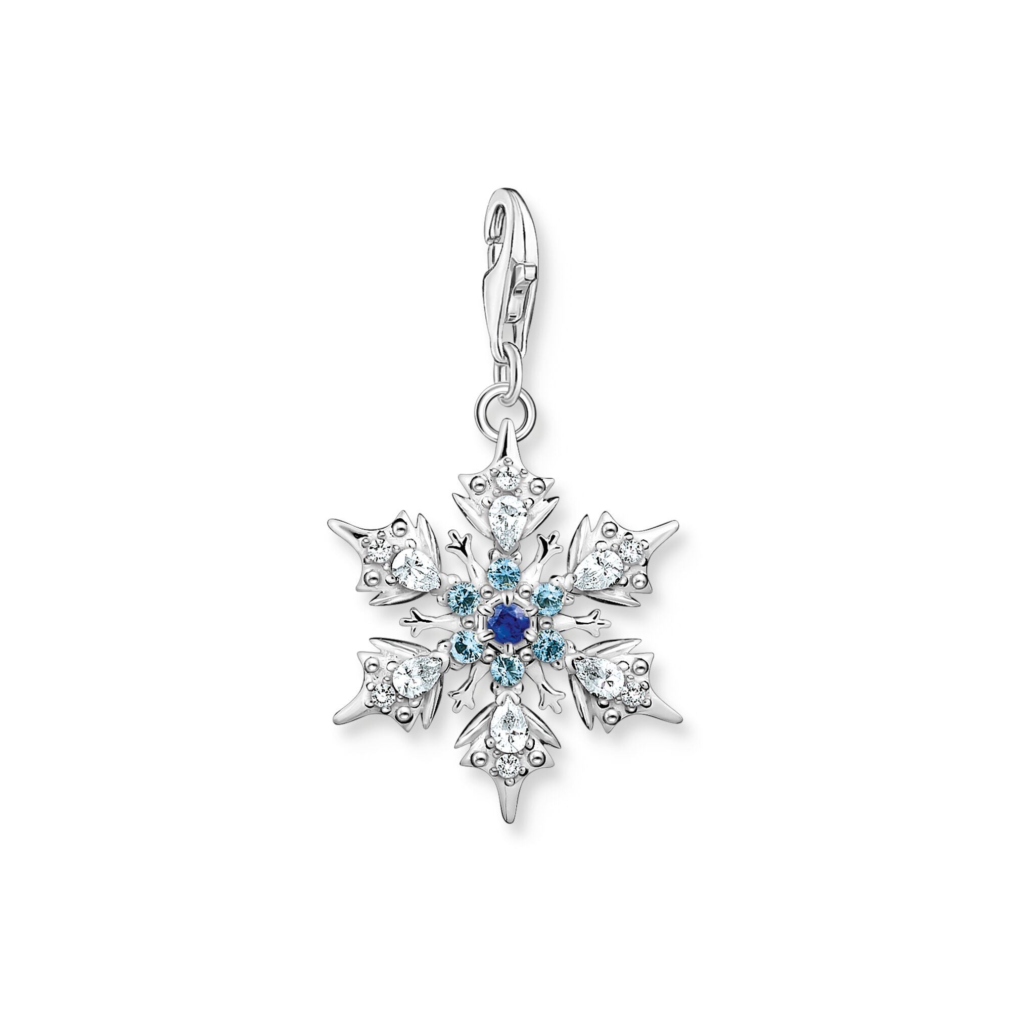 Thomas Sabo Charm Club Sterling Silver Snowflake Blue Stones Charm - Silver