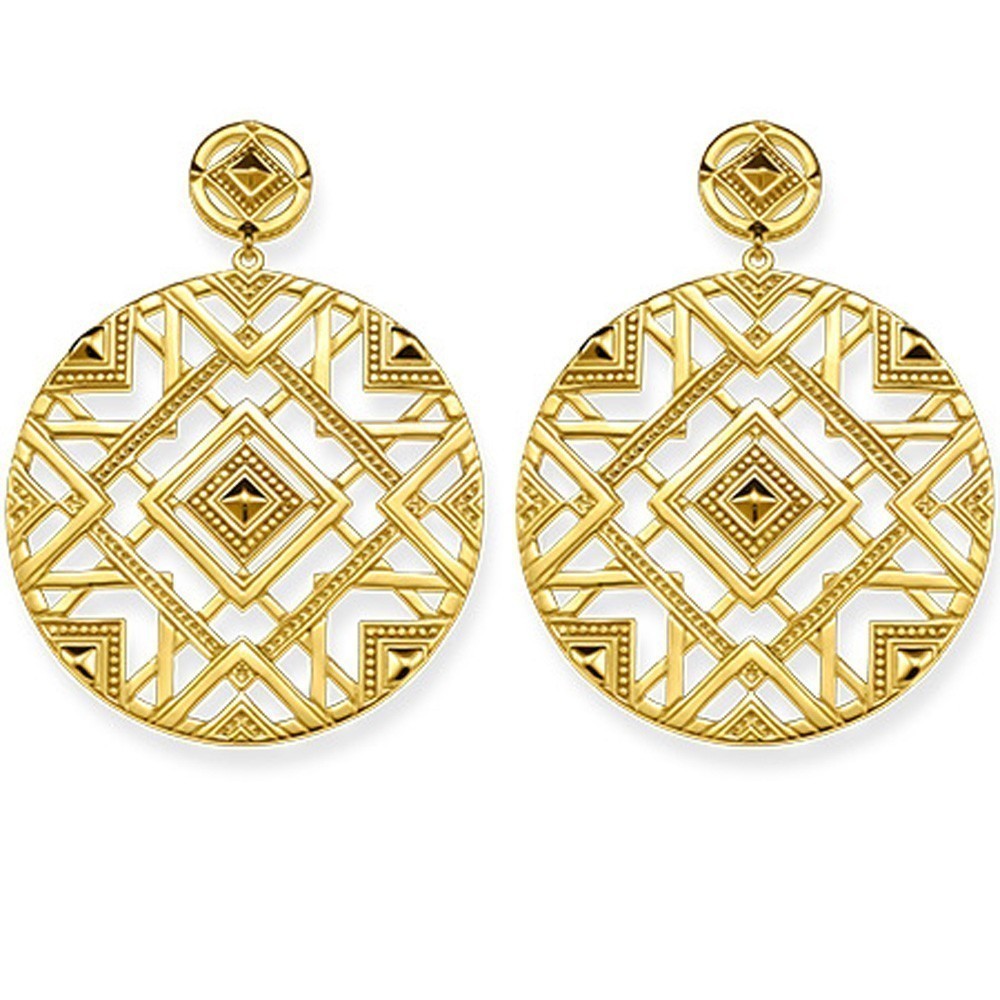 Thomas Sabo Africa Ornaments Gold Plated Sterling Silver Earrings D - Silver