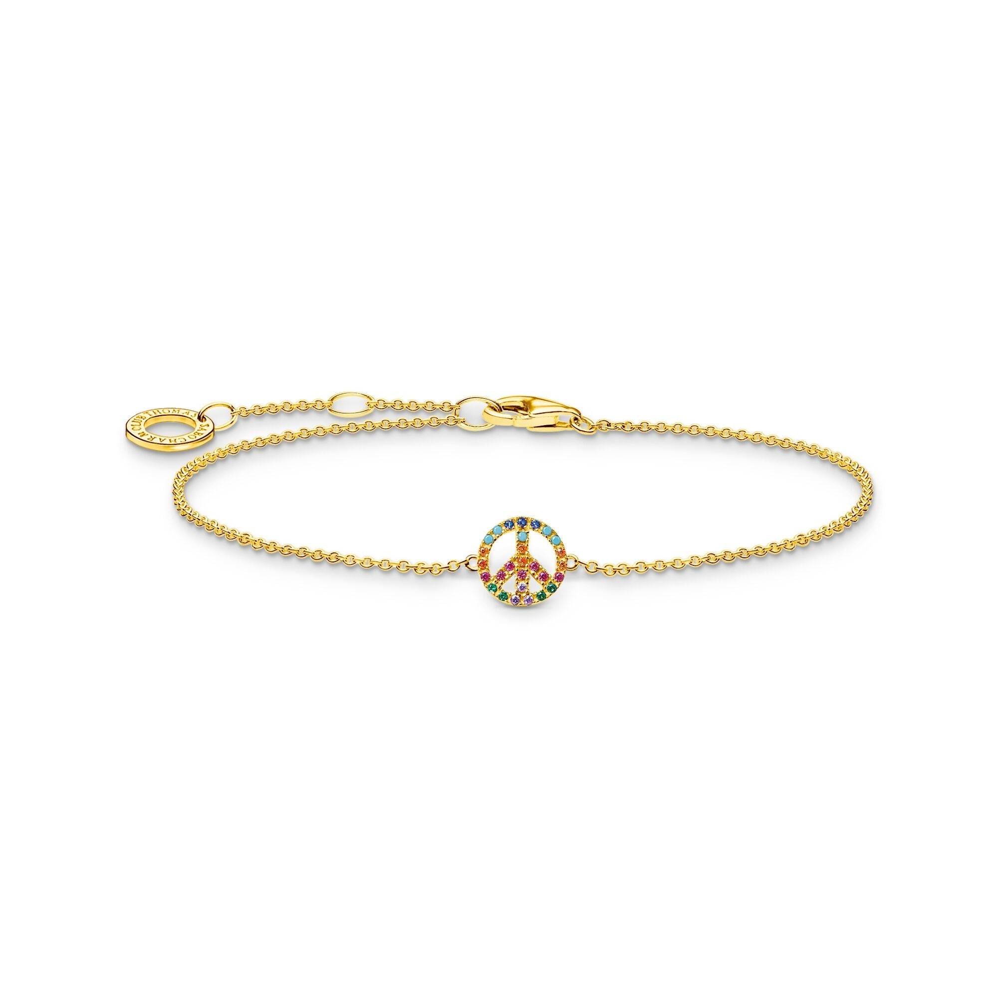 Thomas Sabo Charm Club Gold Plated Sterling Silver Colourful Peace Bracelet - Silver