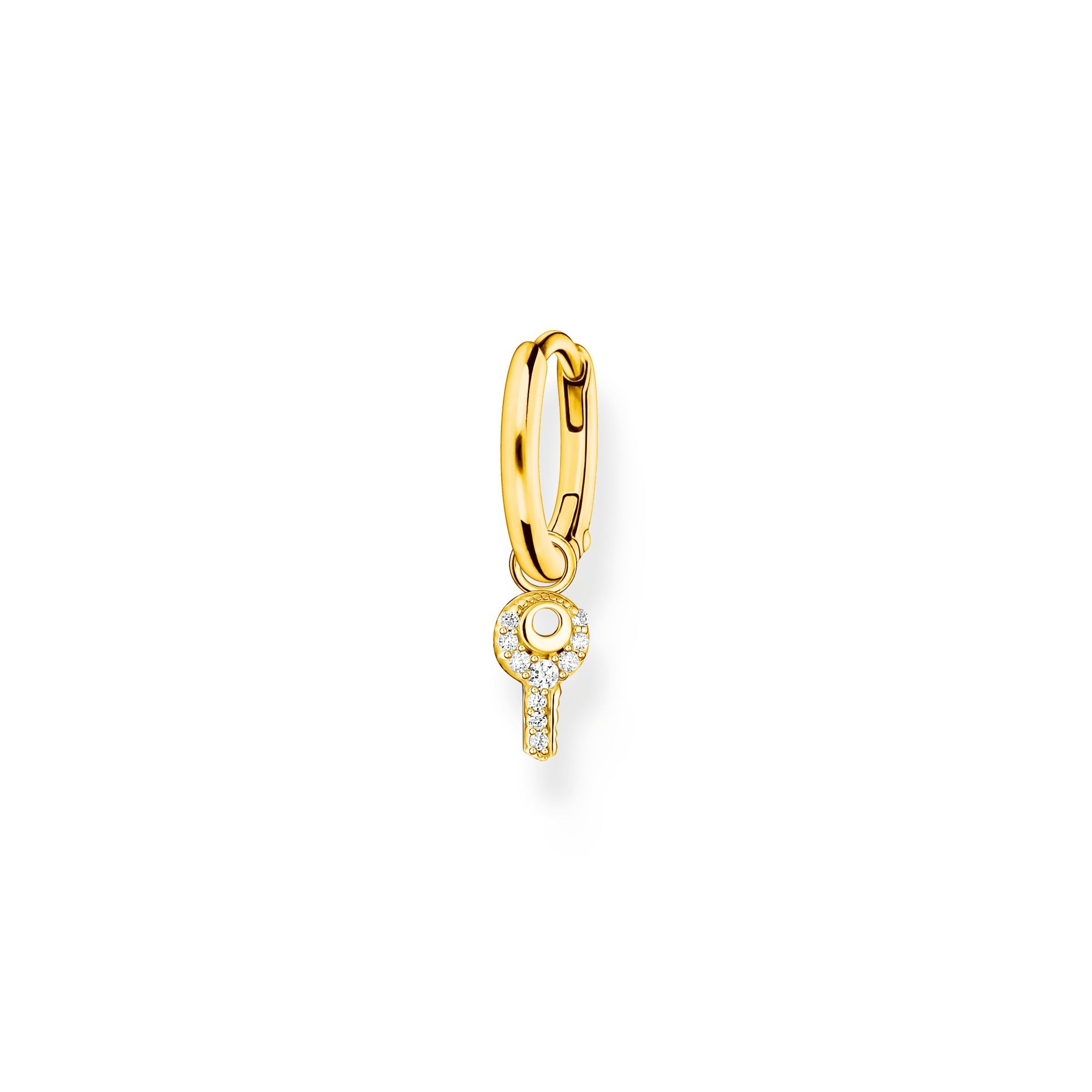 Thomas Sabo Charm Club Gold Plated Sterling Silver Key Pendant Hoop Earring - Silver