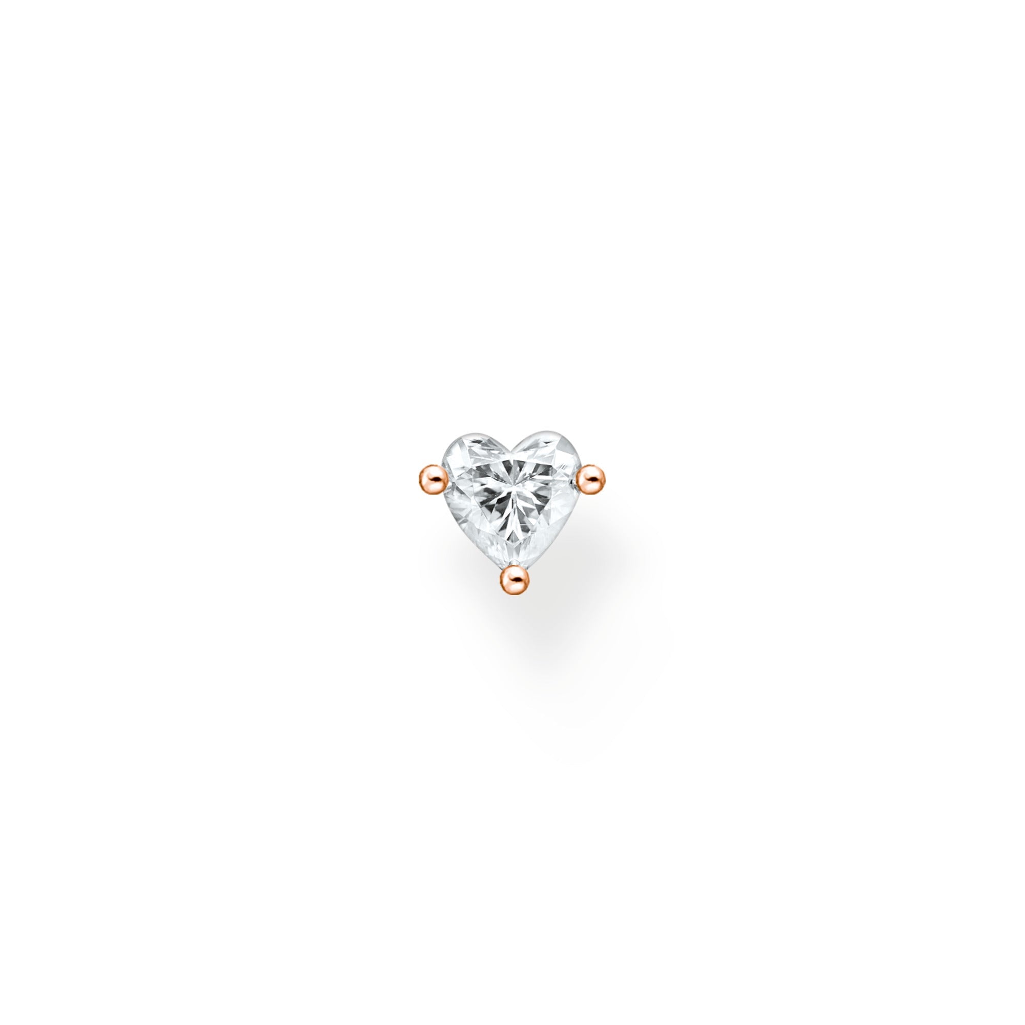 Thomas Sabo Charm Club Rose Gold Plated Sterling Silver Heart Ear Studs - Silver