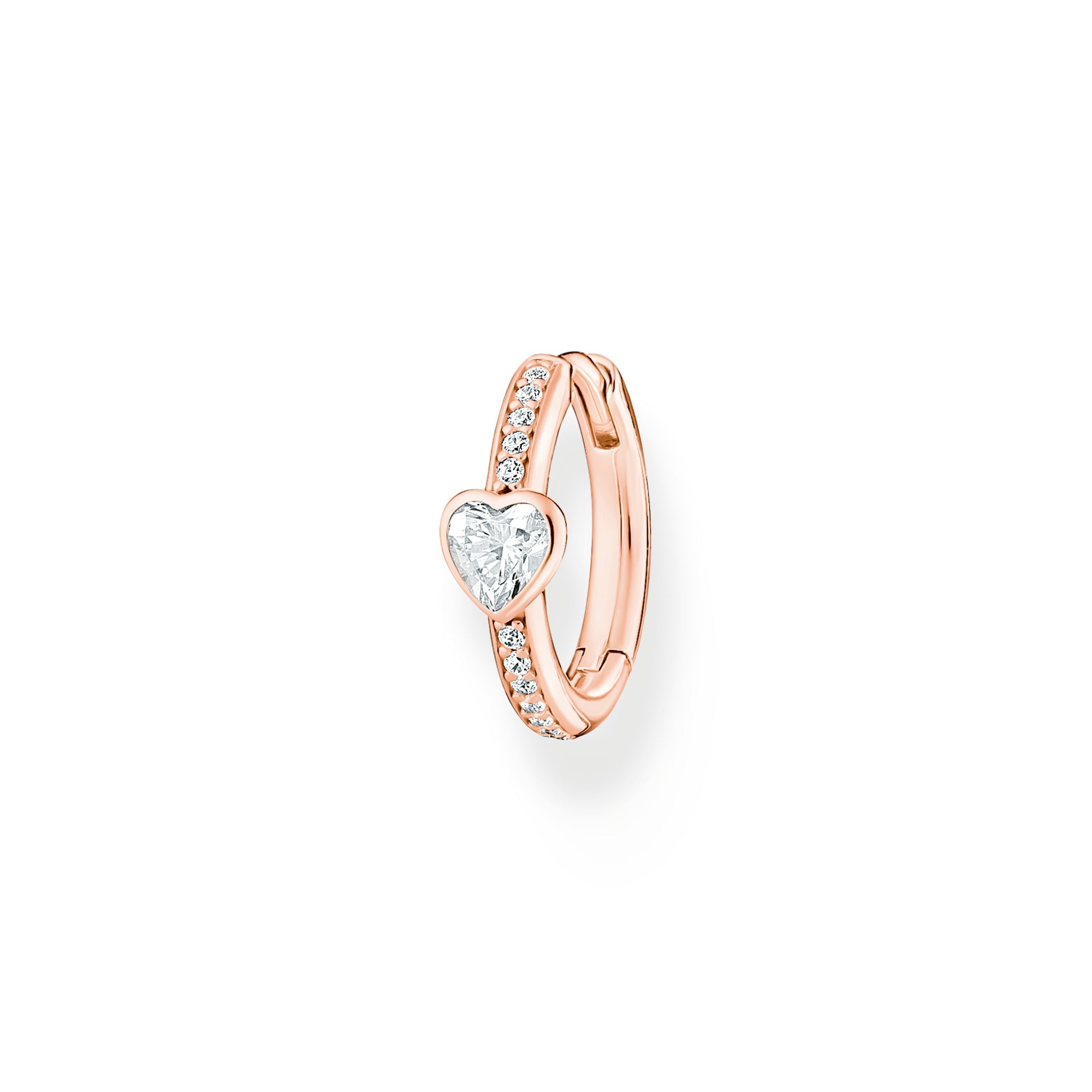 Thomas Sabo Charm Club Rose Gold Plated Sterling Silver Heart Hoop Earring - Silver
