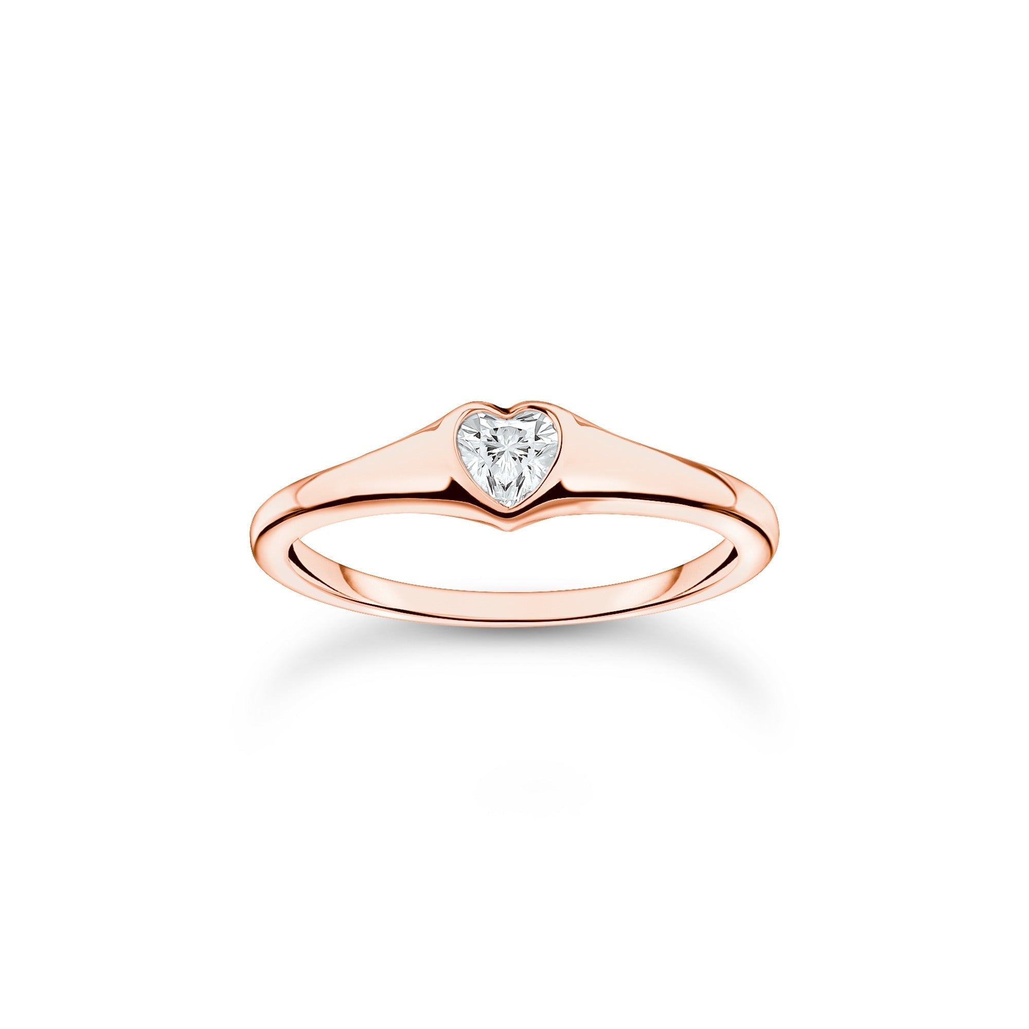 Thomas Sabo Charm Club Rose Gold Plated Sterling Silver Heart Ring - 50