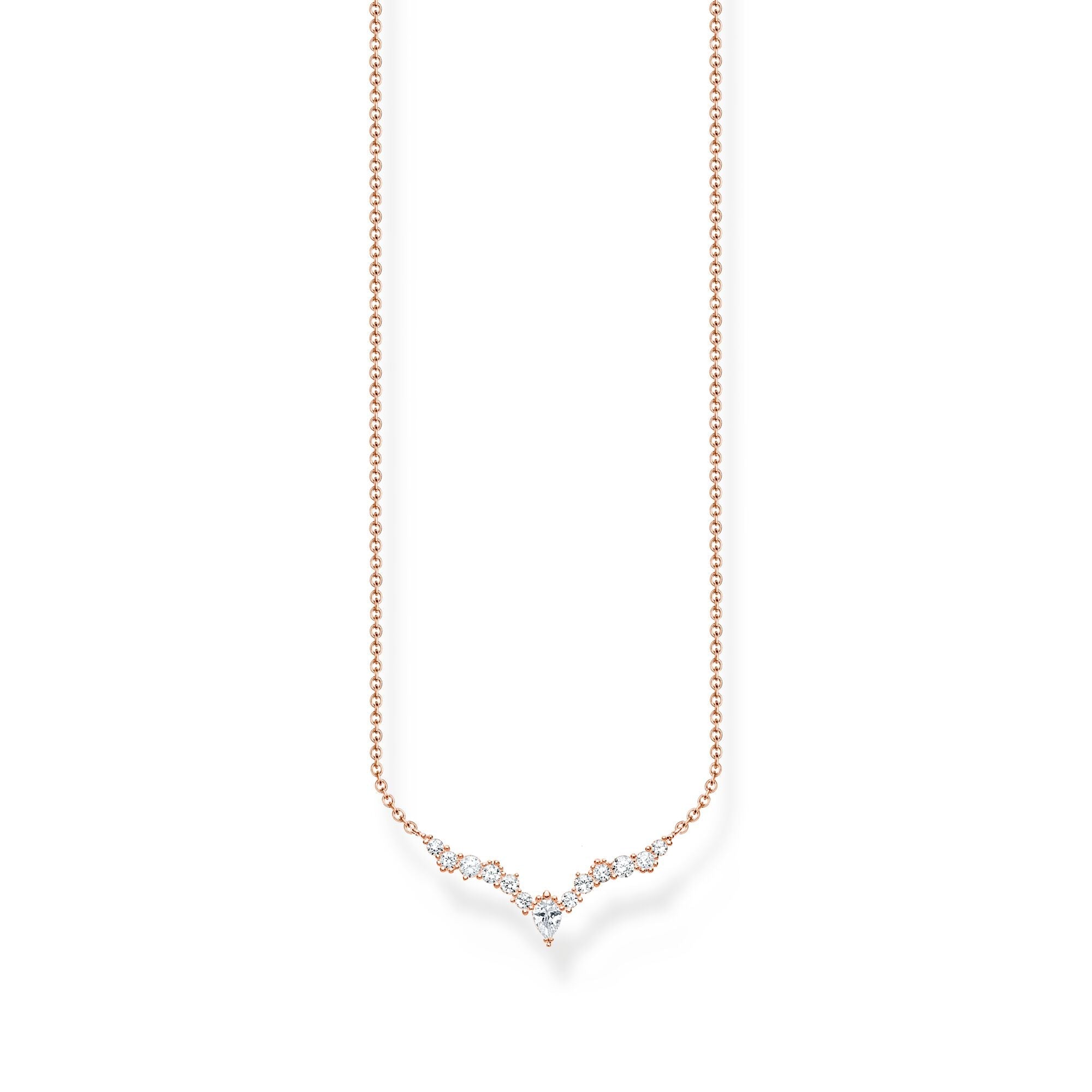 Thomas Sabo Charm Club Rose Gold Sterling Silver Ice Crystals Necklace - Silver