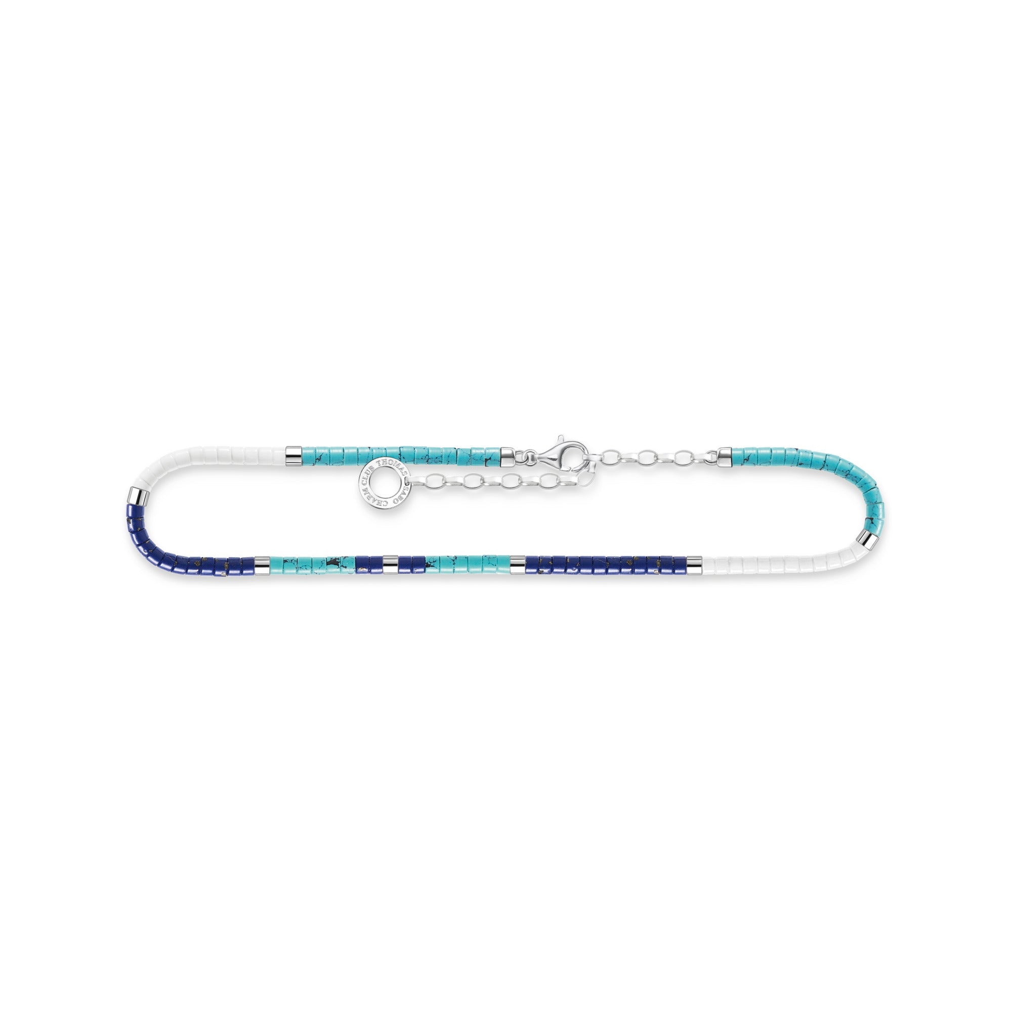 Thomas Sabo Charm Club Sterling Silver Blue Stones Anklet - Silver