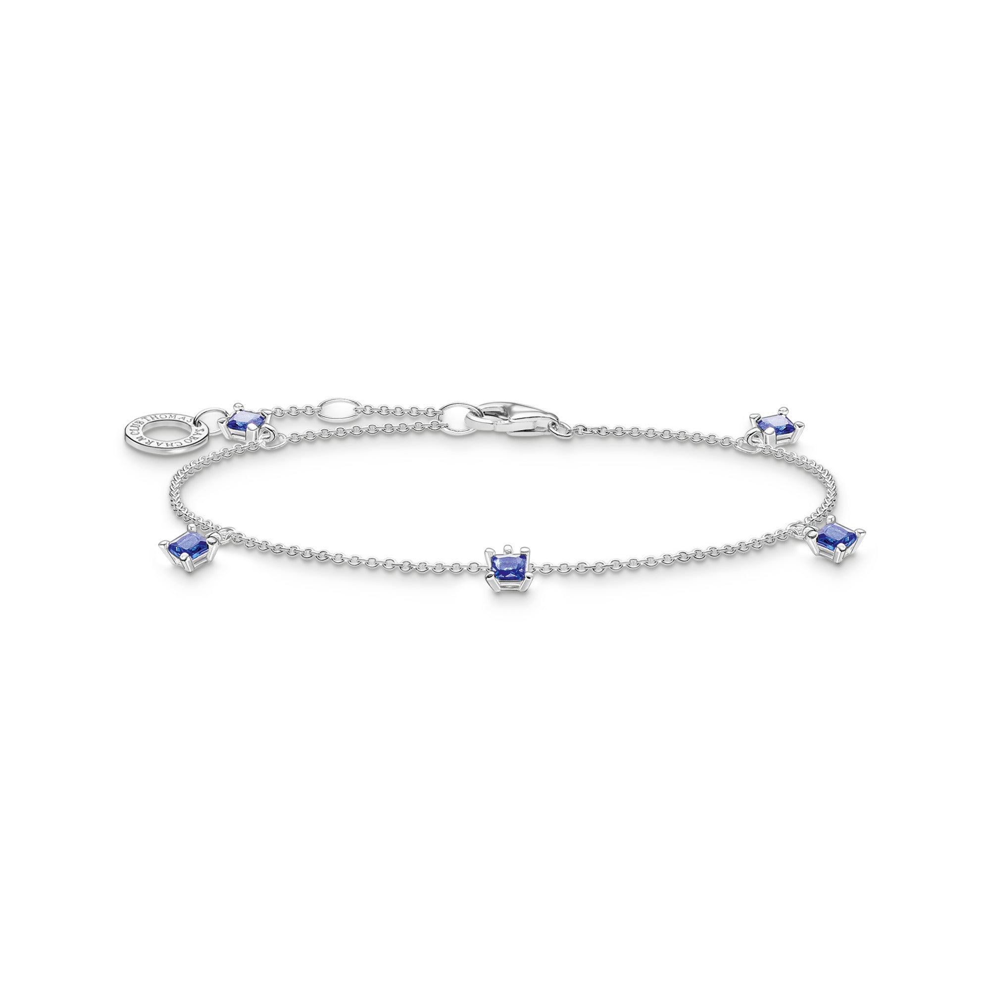 Thomas Sabo Charm Club Sterling Silver Blue Stones Bracelet - Silver