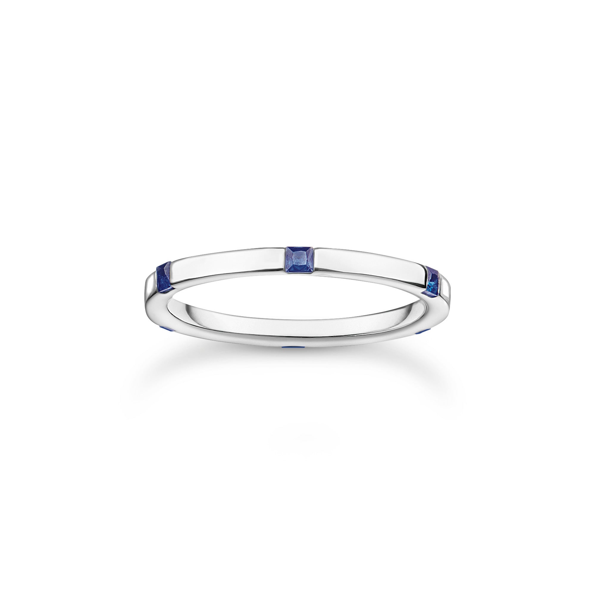 Thomas Sabo Charm Club Sterling Silver Blue Stones Ring - 52