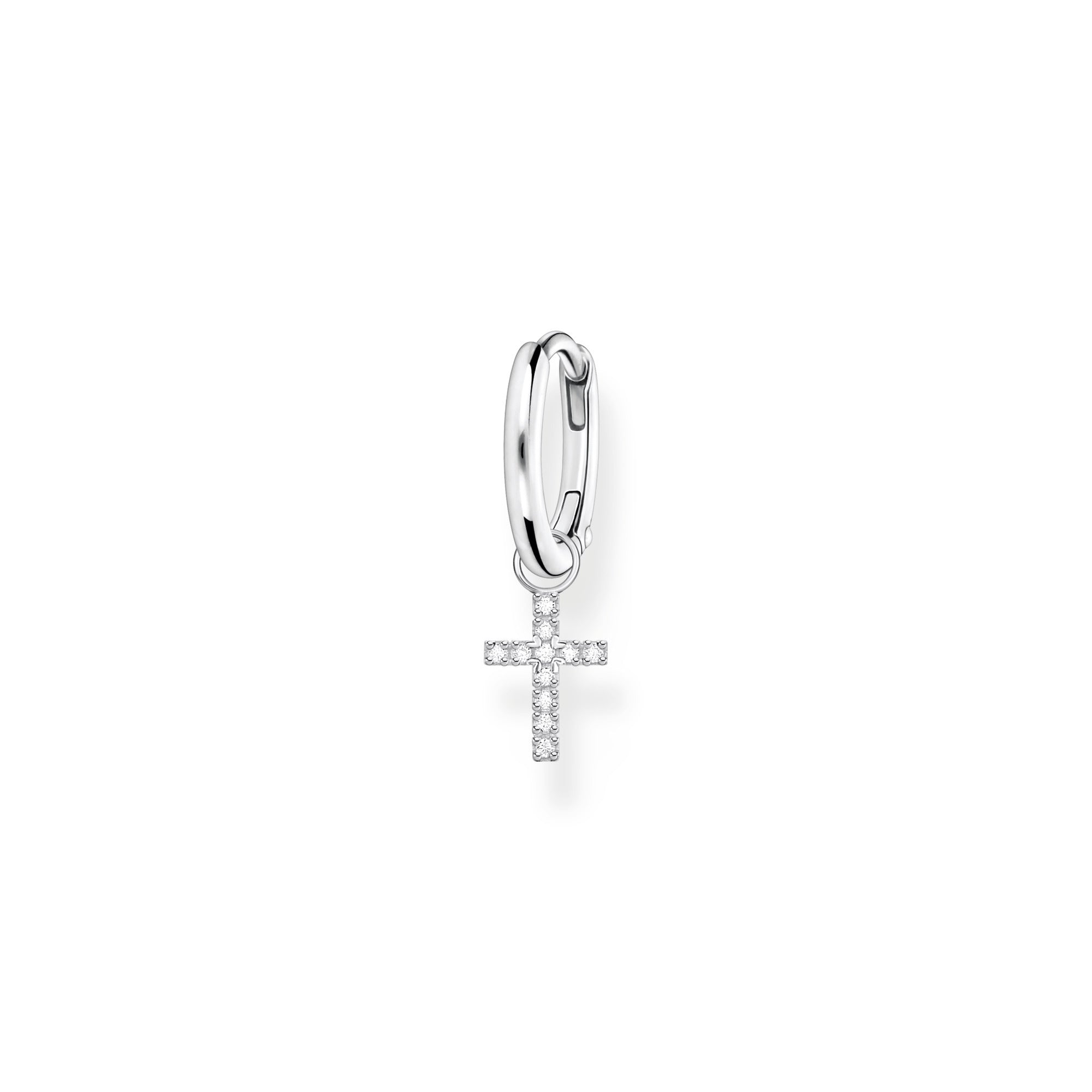 Thomas Sabo Charm Club Sterling Silver Cross Pendant Hoop Earring - Silver