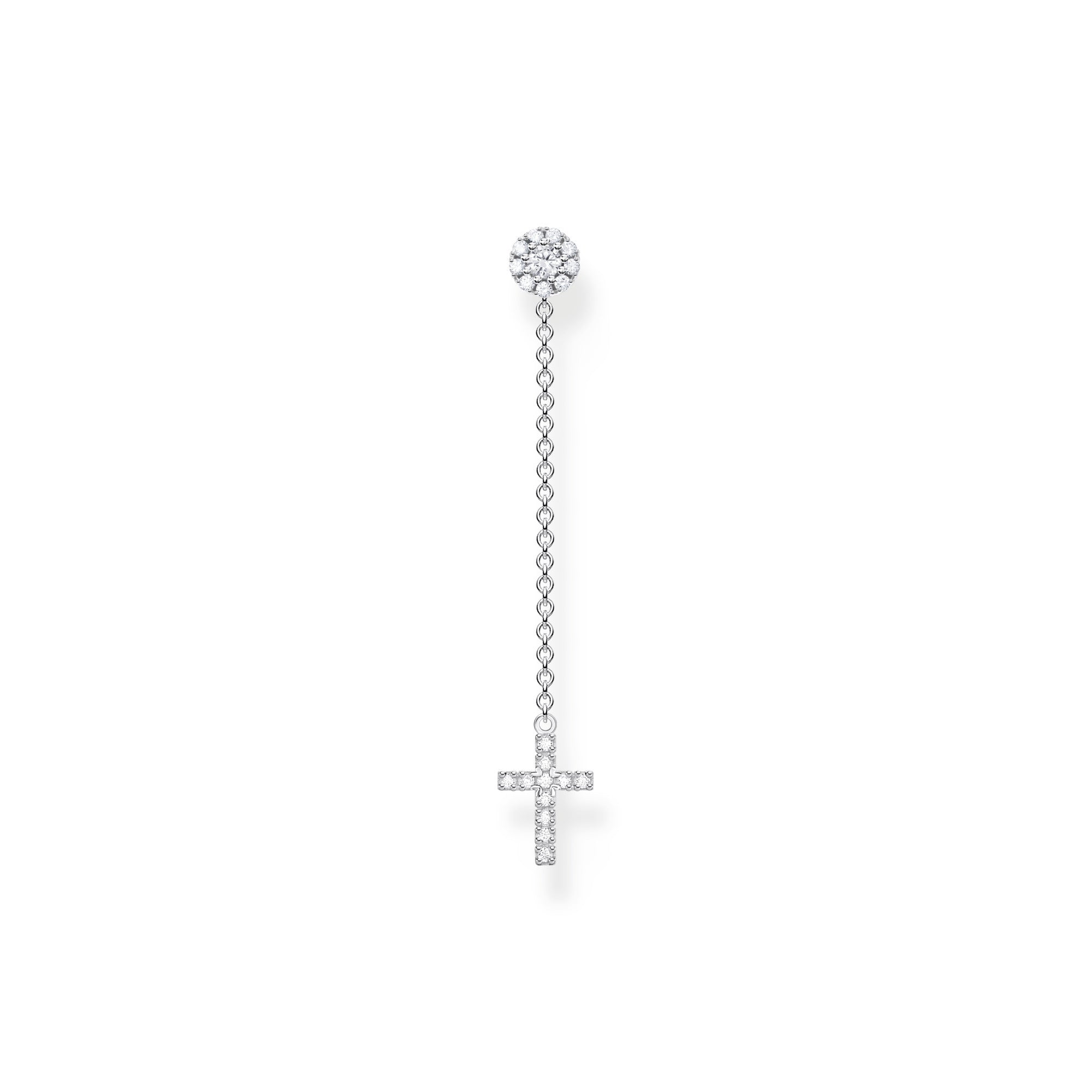Thomas Sabo Charm Club Sterling Silver Cross Pendant Long Earring - Silver