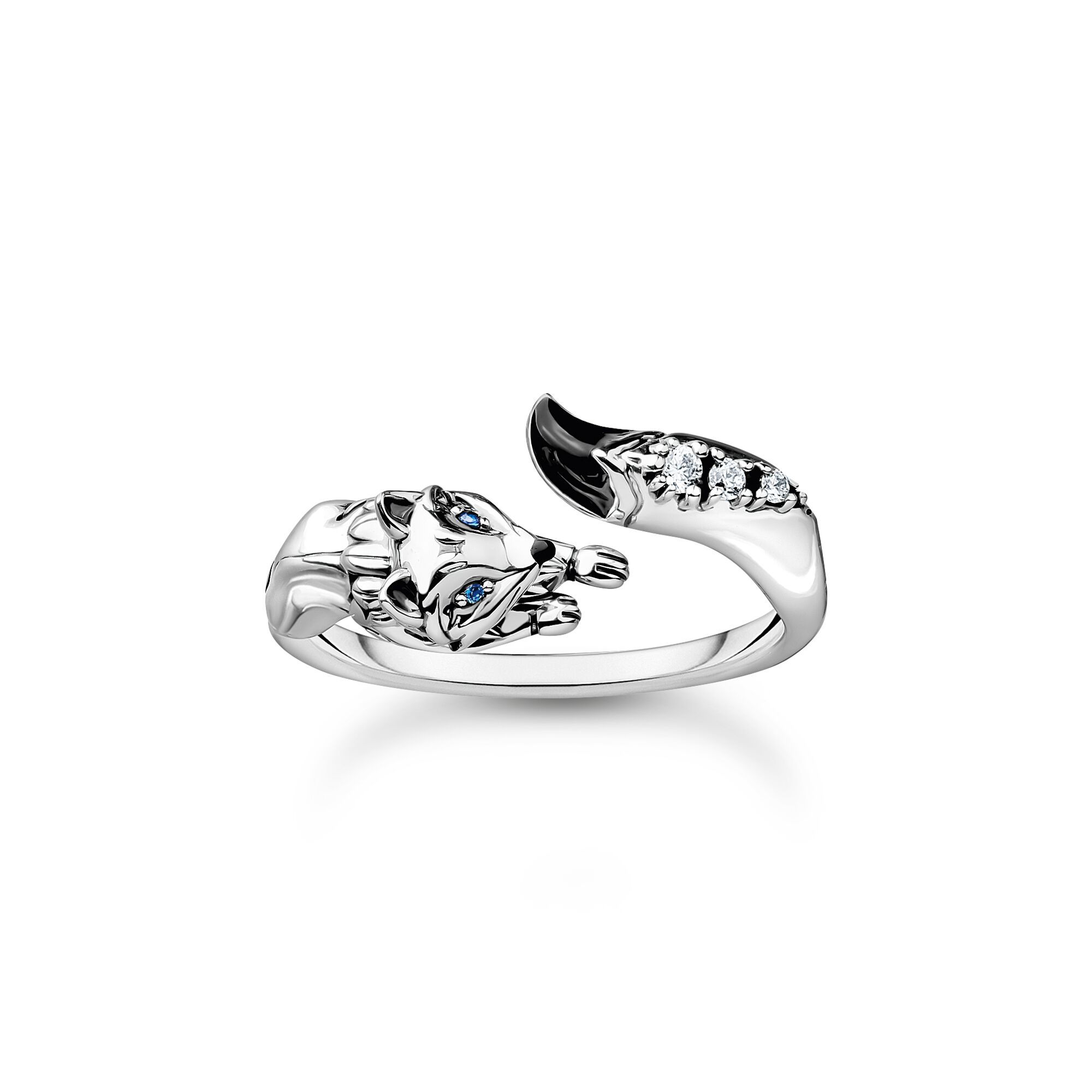 Thomas Sabo Charm Club Sterling Silver Fox White Stones Ring - 50