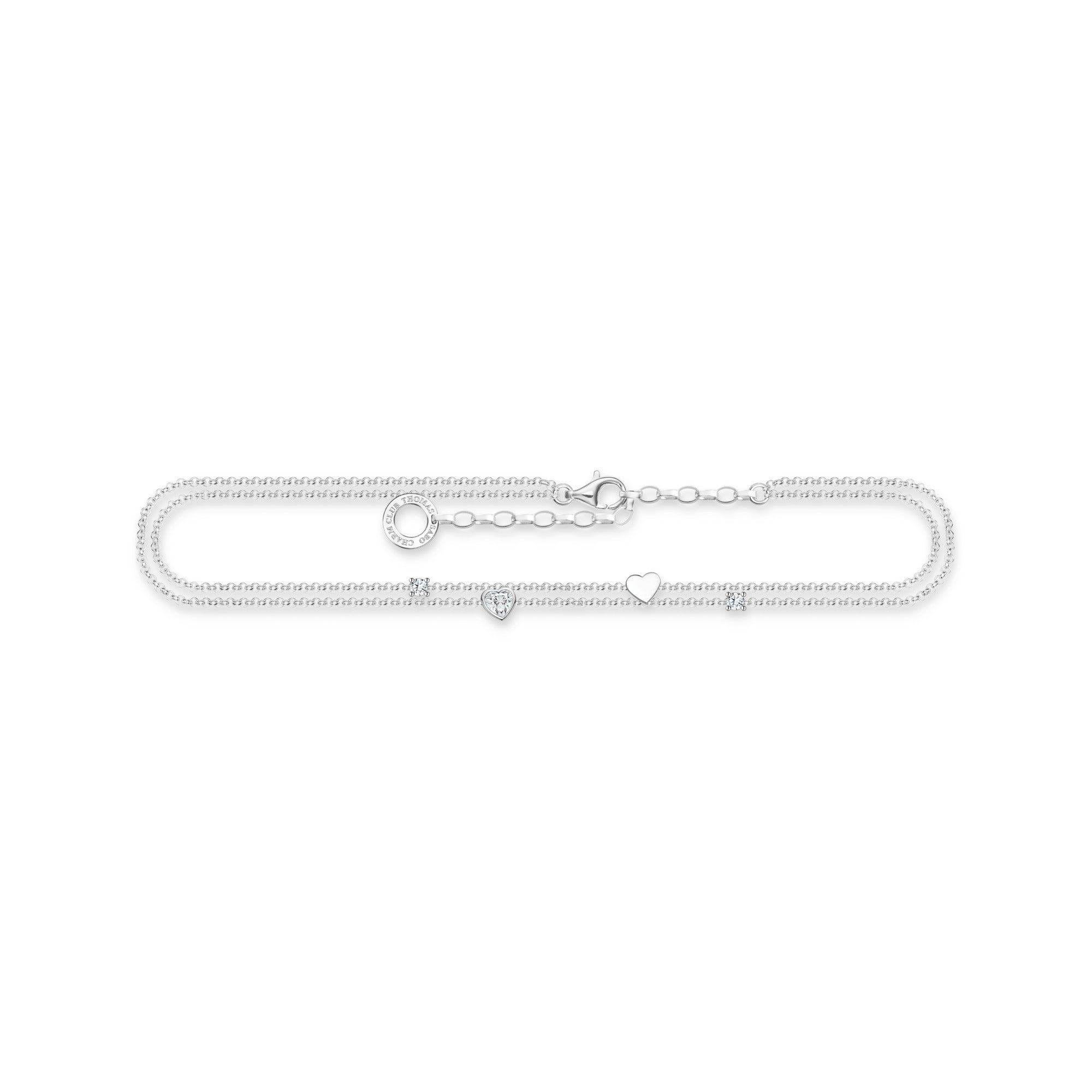 Thomas Sabo Charm Club Sterling Silver Hearts Anklet - Silver