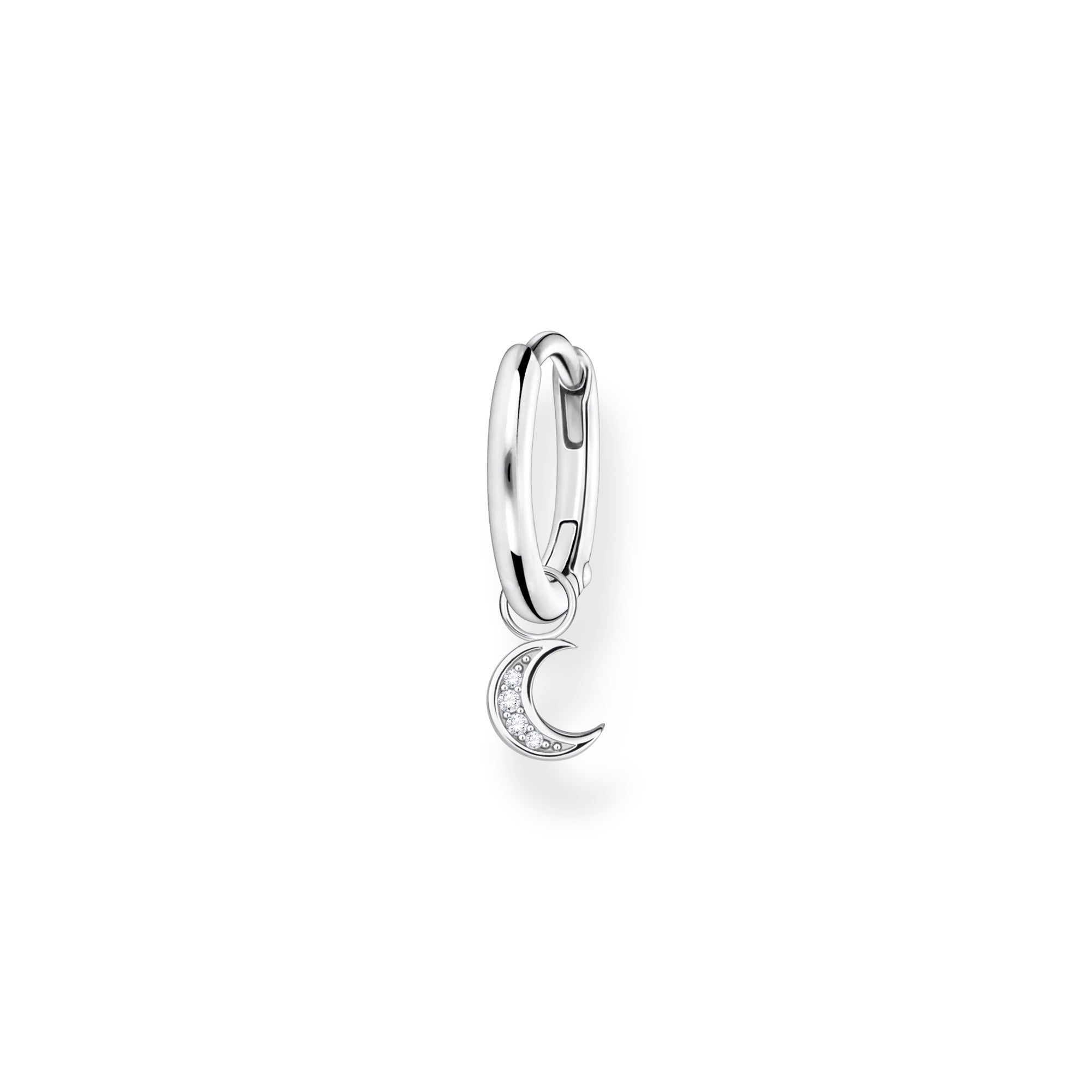 Thomas Sabo Charm Club Sterling Silver Moon Pendant Hoop Earring - Silver