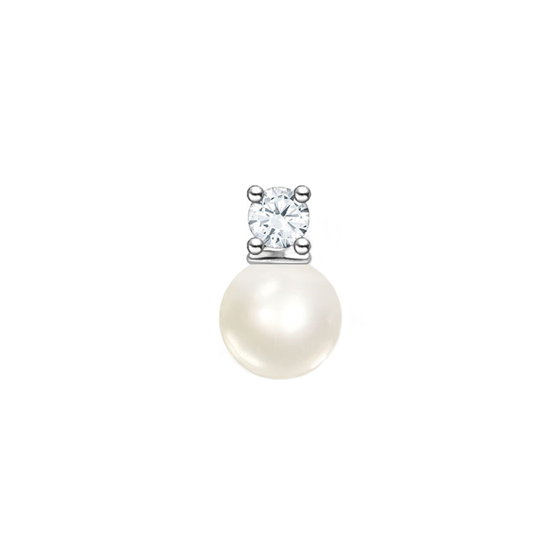 Thomas Sabo Charm Club Sterling Silver Pearl and White Stone Single Stud Earring - Silver