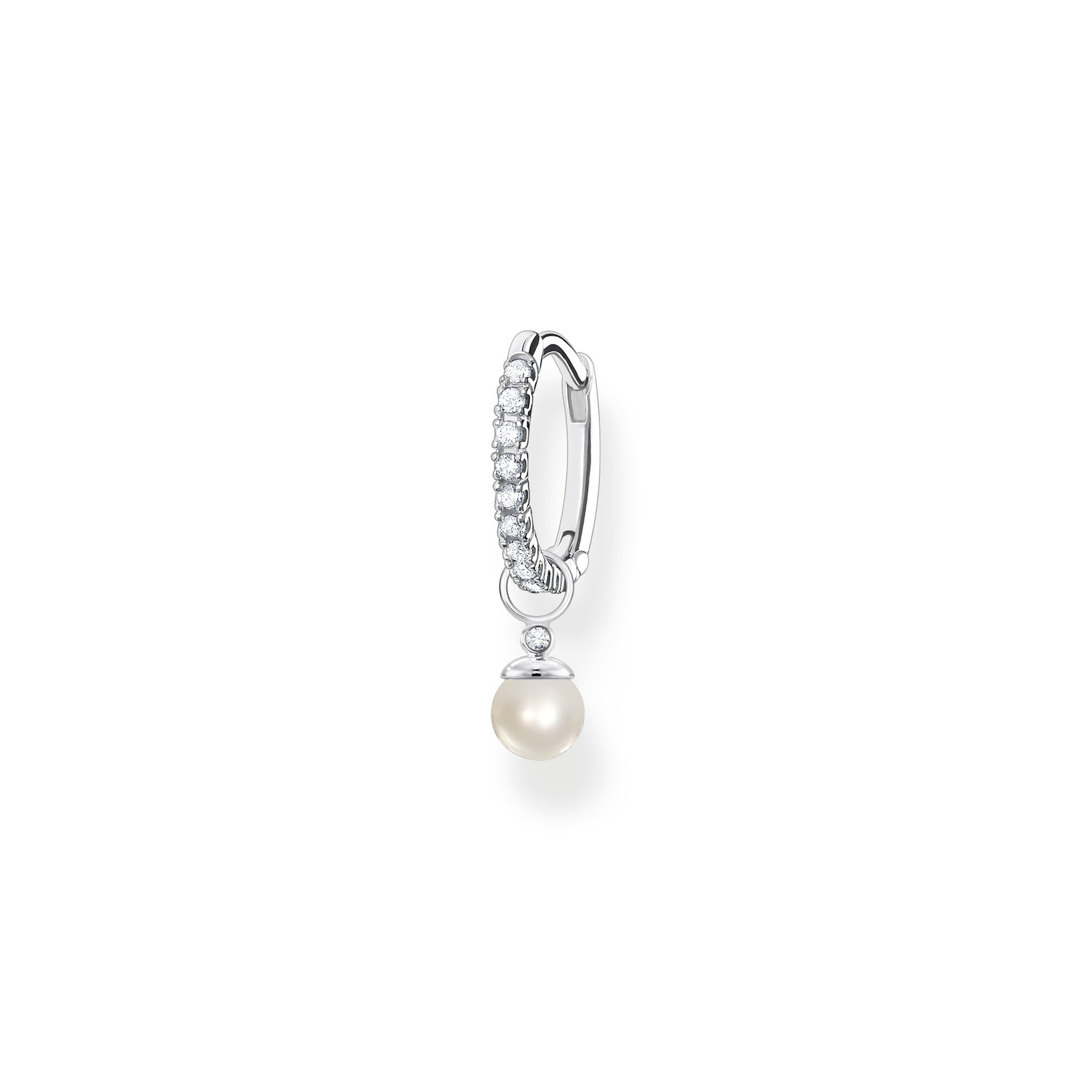 Thomas Sabo Charm Club Sterling Silver Pearl Pendant Hoop Earring - Silver