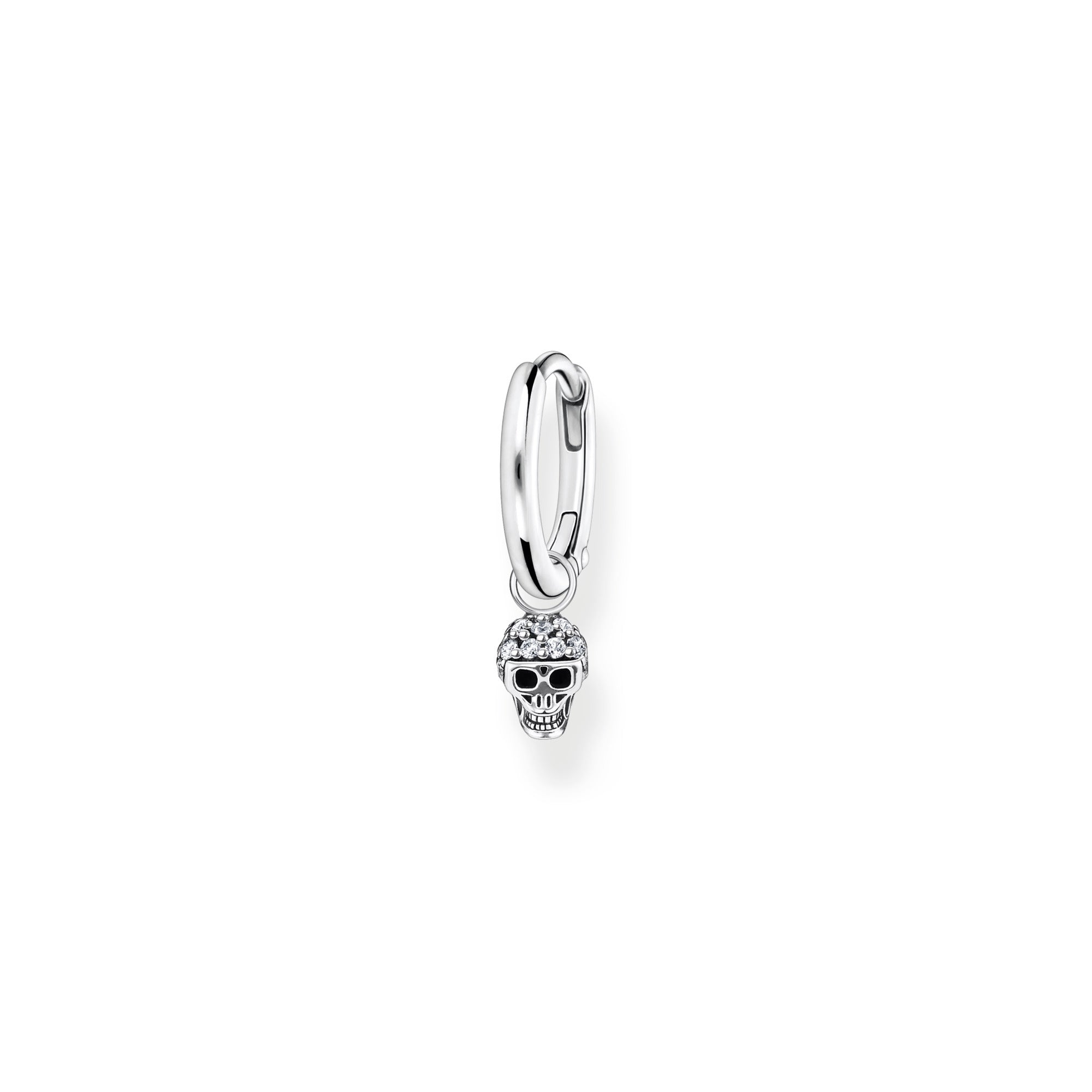 Thomas Sabo Charm Club Sterling Silver Skull Pendant Hoop Earring - Silver