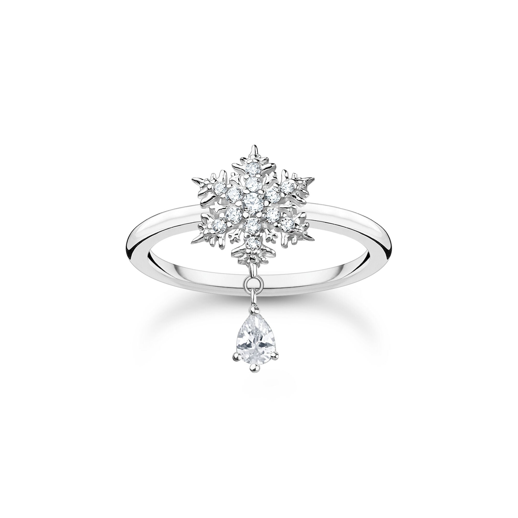 Thomas Sabo Charm Club Sterling Silver Snowflake White Stones Ring - 48