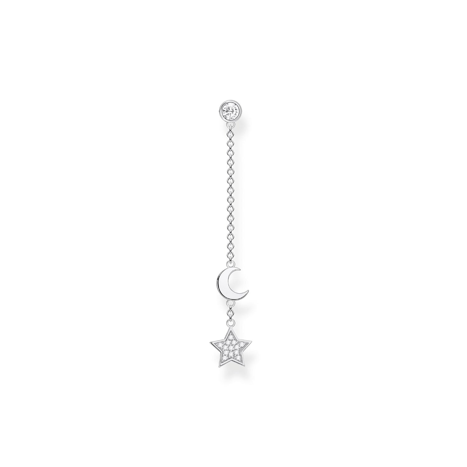 Thomas Sabo Charm Club Sterling Silver Star and Moon Single Drop Earring - Silver
