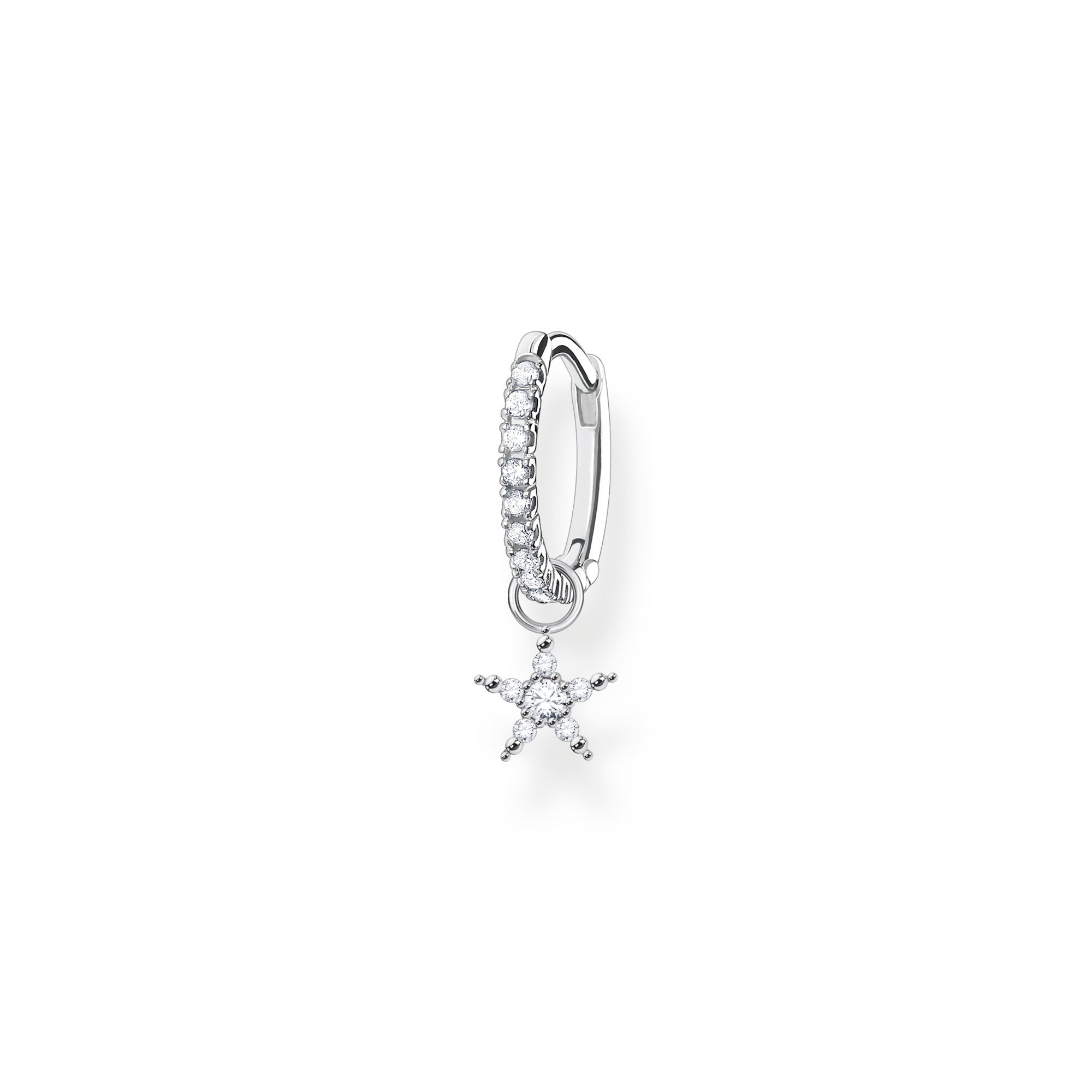 Thomas Sabo Charm Club Sterling Silver Star Pendant Hoop Earring - Silver