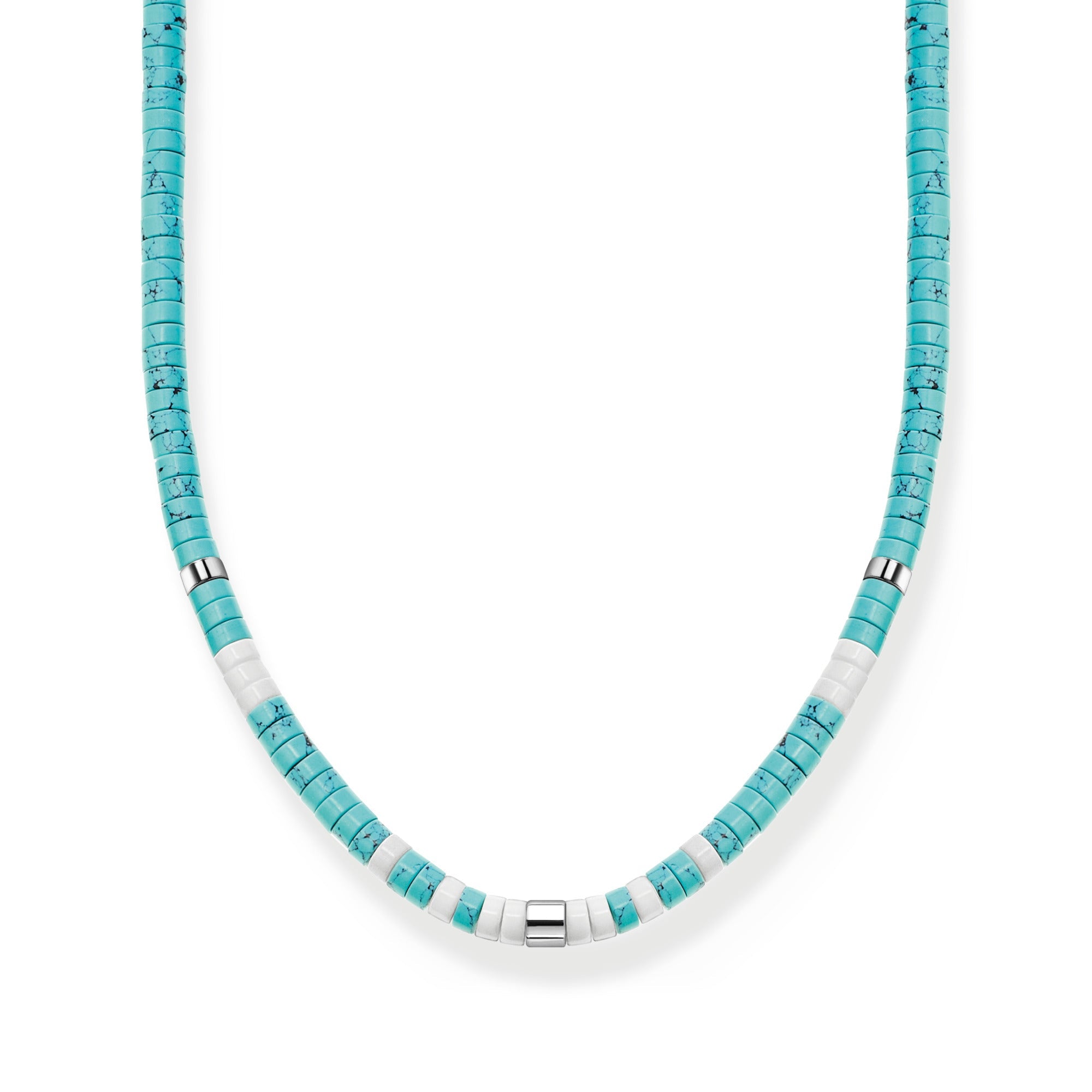 Thomas Sabo Charm Club Sterling Silver Turquoise Stone Necklace - Silver