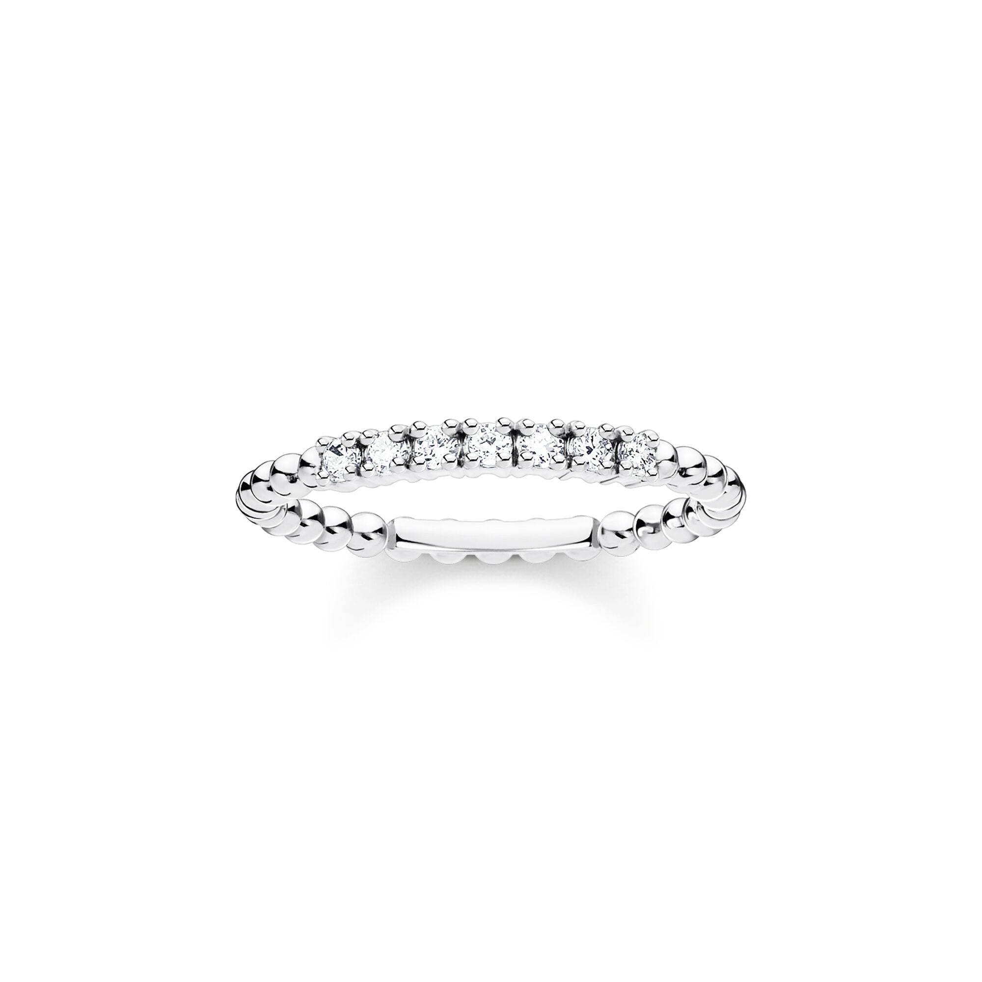 Thomas Sabo Charm Club Sterling Silver White CZ Dots Ring - 56