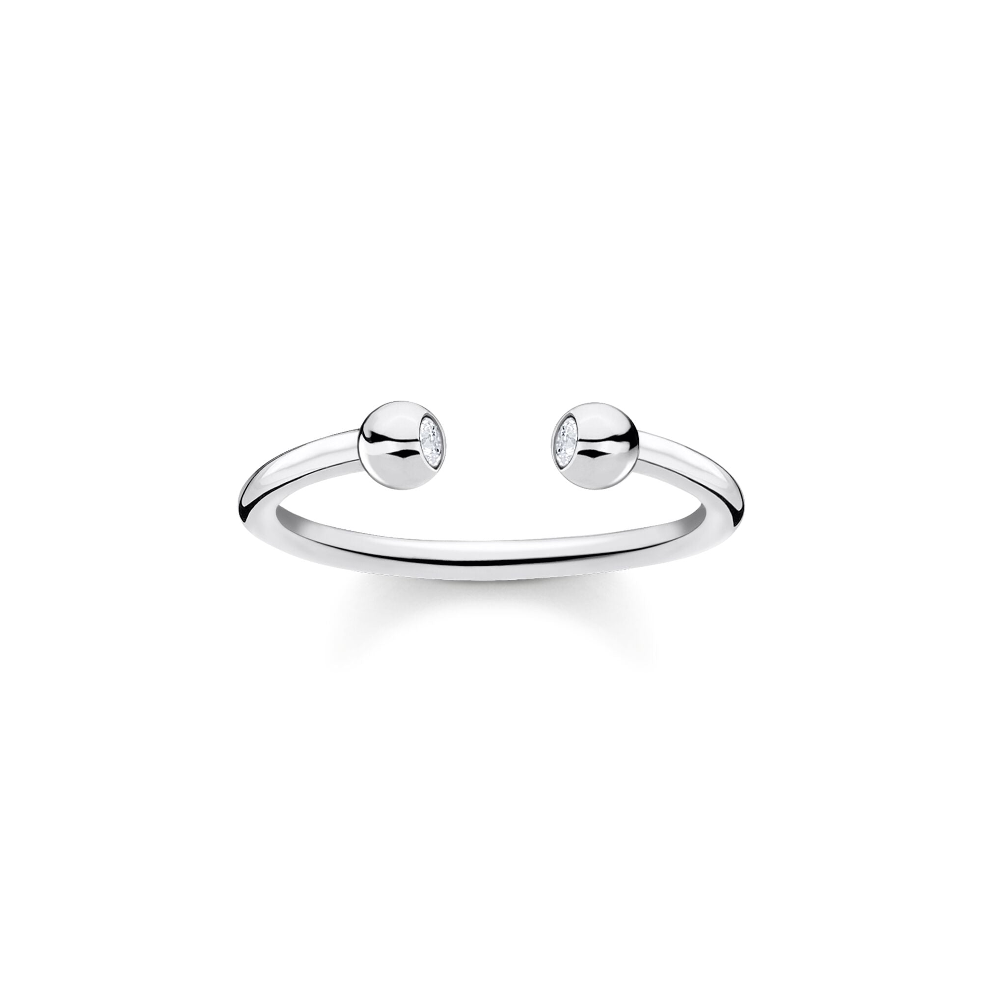 Thomas Sabo Charm Club Sterling Silver White CZ Open Dots Ring - 54