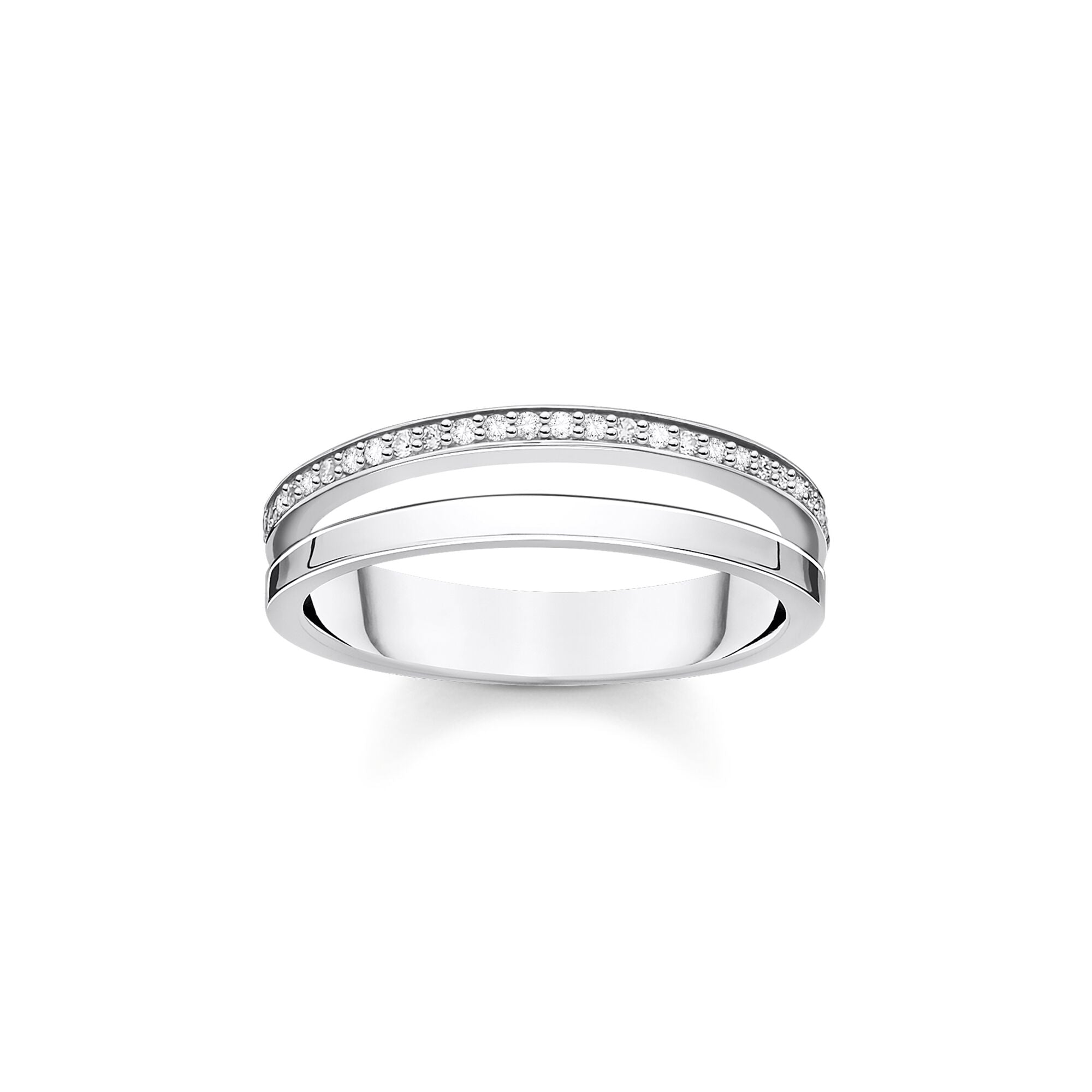 Thomas Sabo Charm Club Sterling Silver White CZ Open Ring - 58