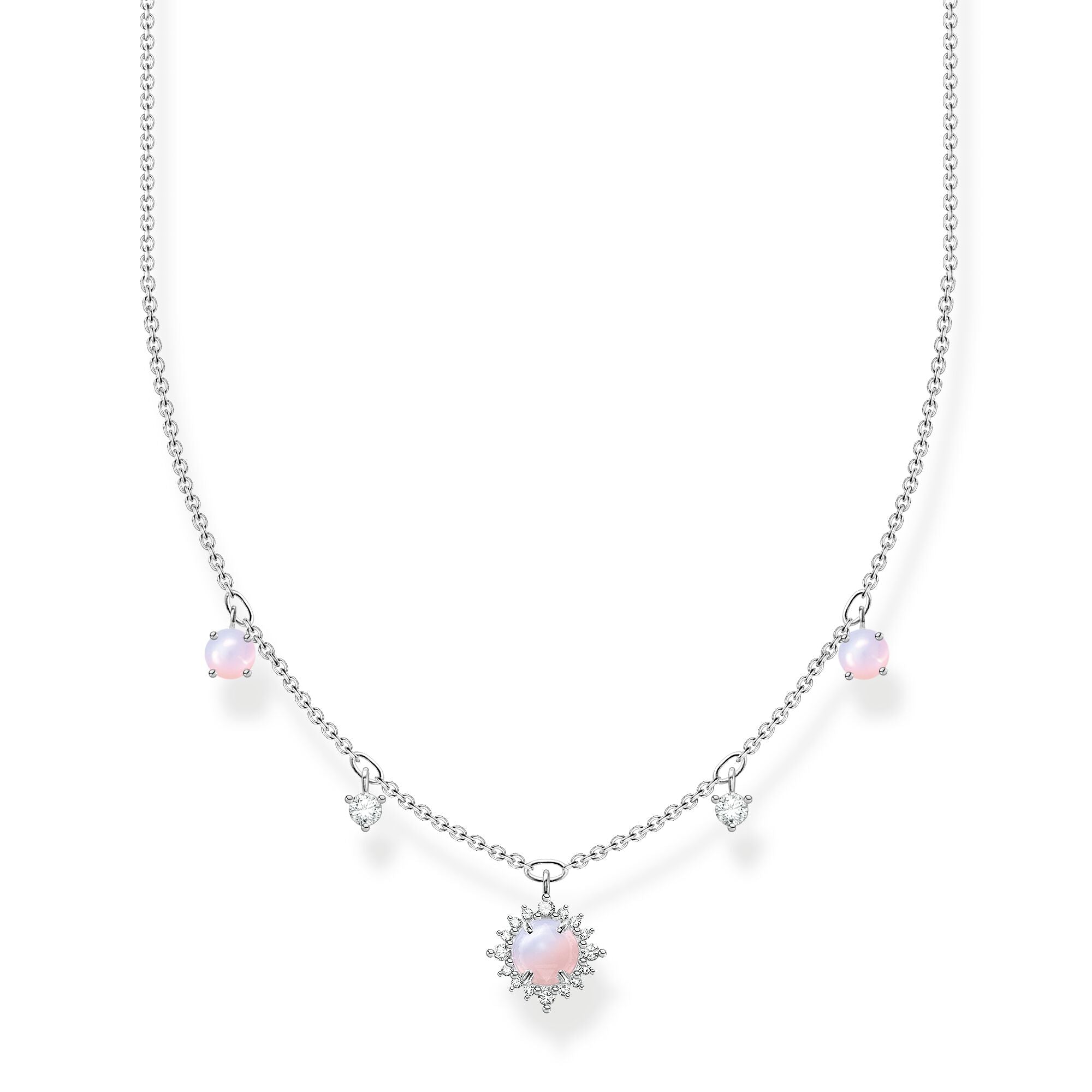 Thomas Sabo Charm Club Sterling Silver White CZ Pink Vintage Necklace
