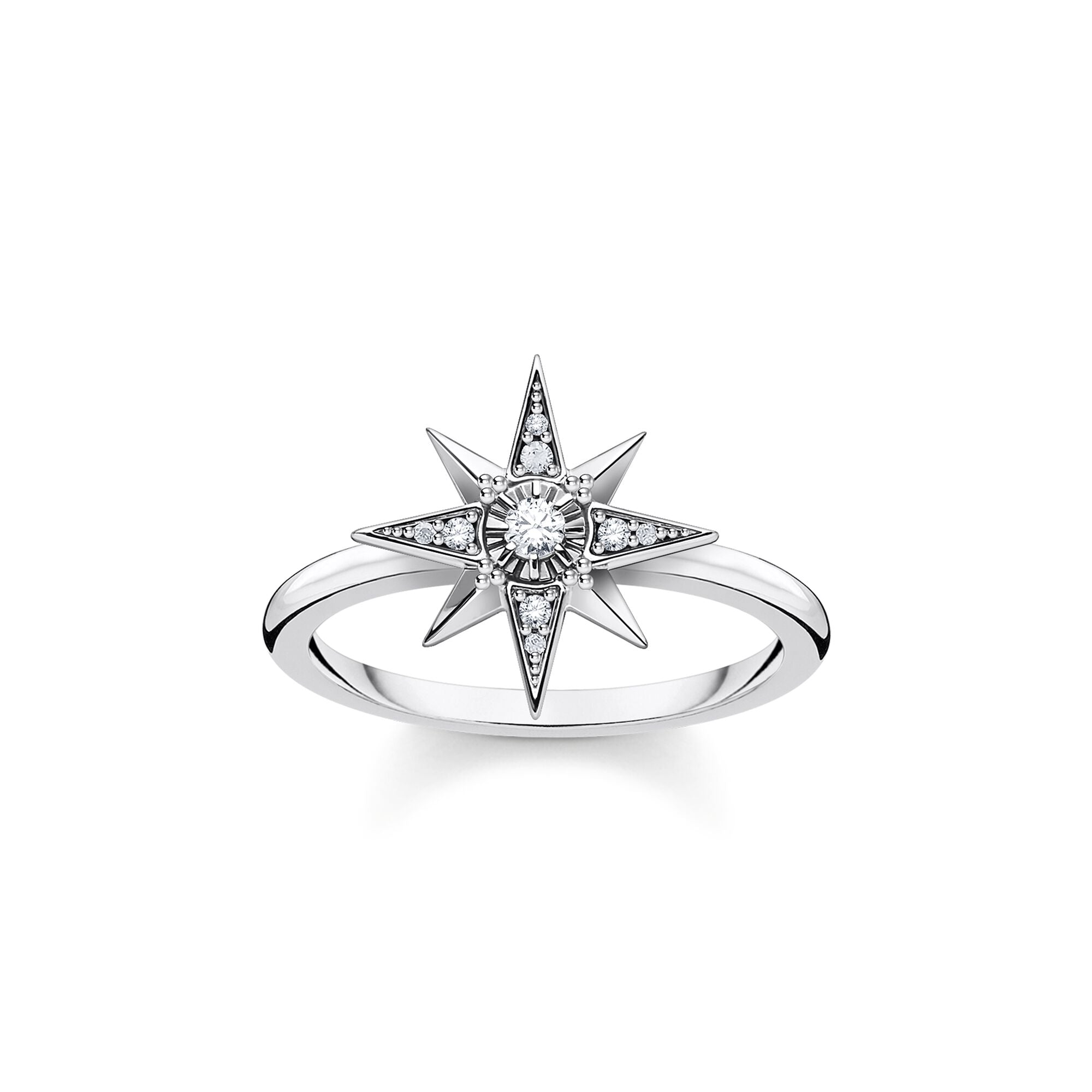 Thomas Sabo Charm Club Sterling Silver White CZ Star Ring - 48