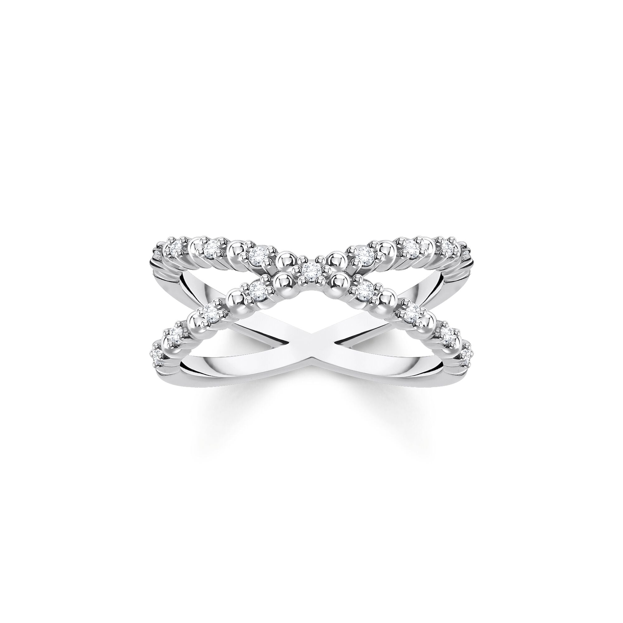 Thomas Sabo Charm Club Sterling Silver White CZ X Shape Ring - 50