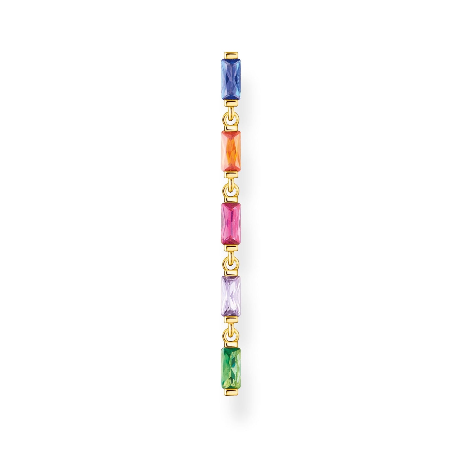 Thomas Sabo Charm Club Yellow Gold Plated Sterling Silver Colourful Stones Single Drop Earring - Silver