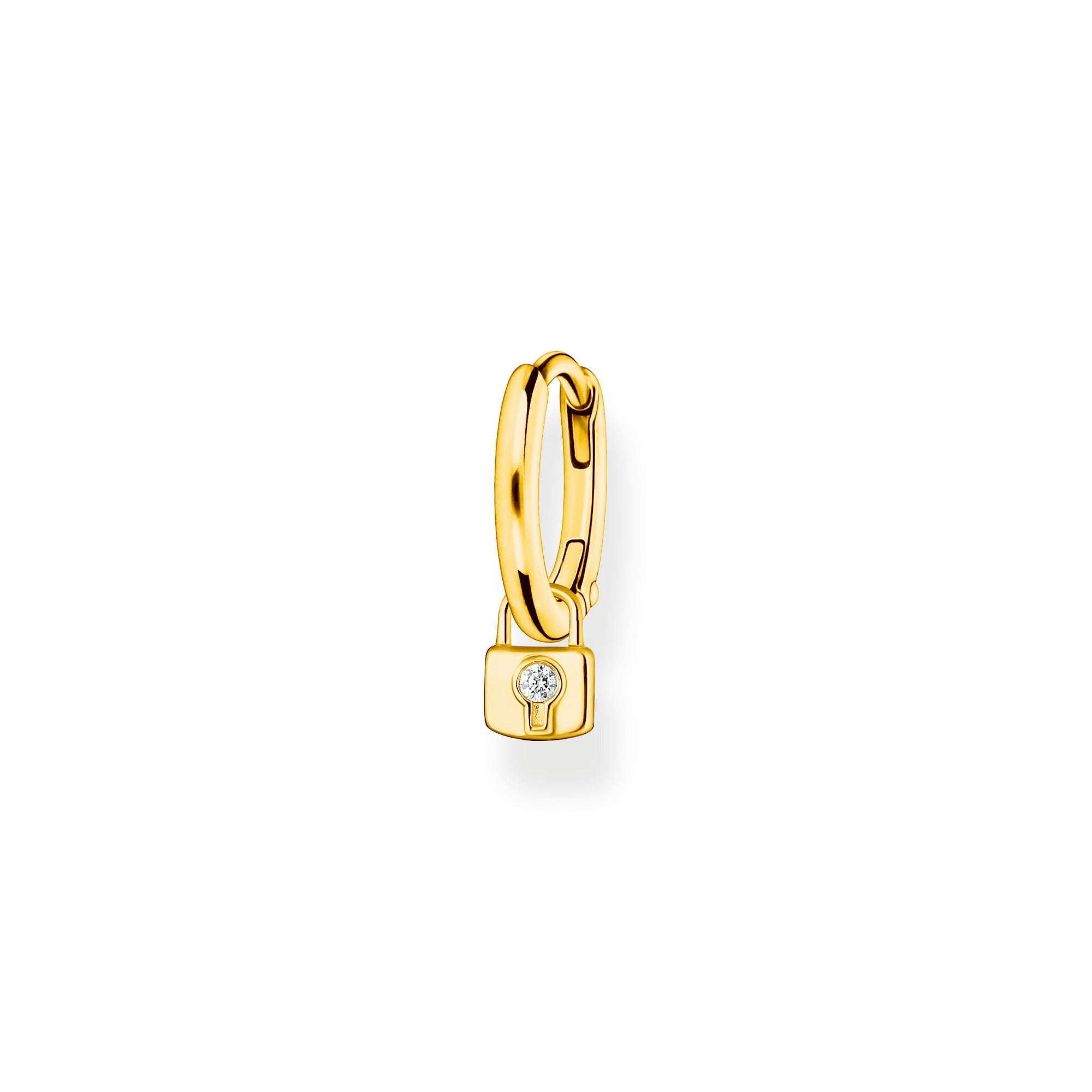 Thomas Sabo Charm Club Yellow Gold Plated Sterling Silver Padlock Hoop Earring - Silver