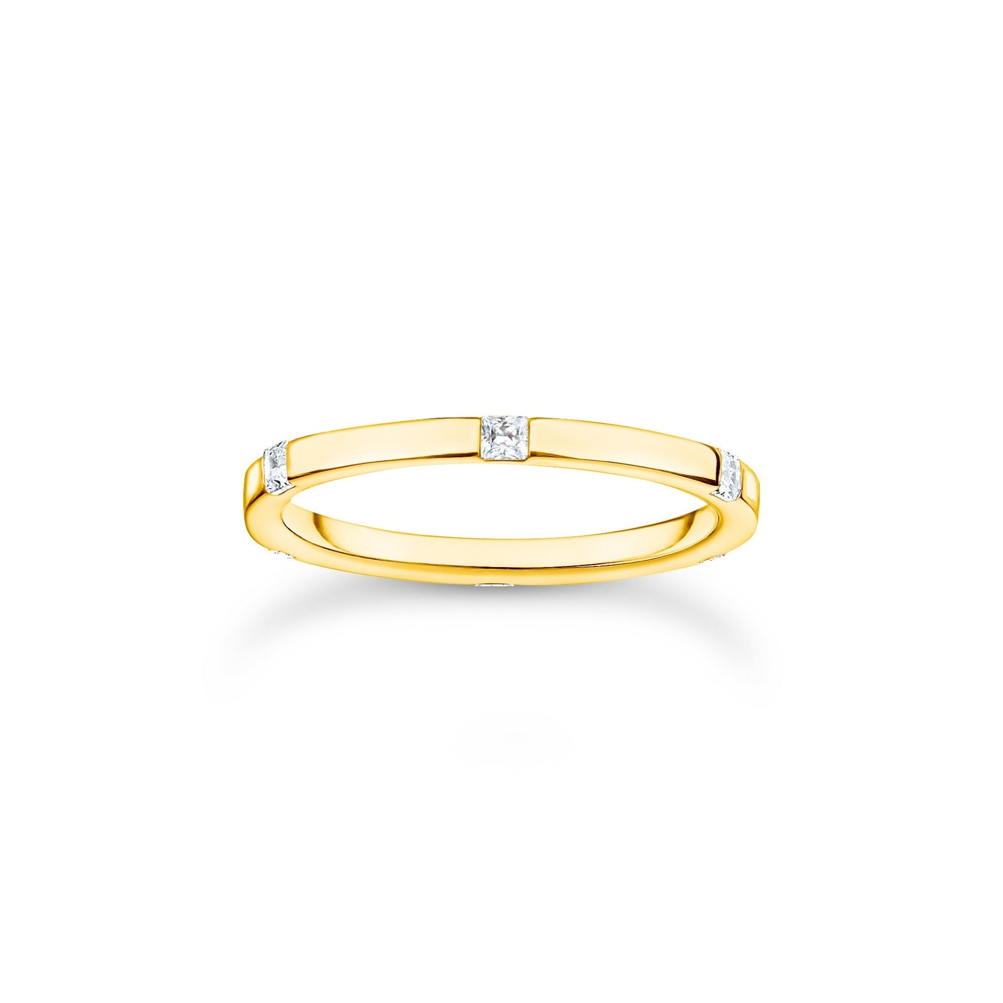 Thomas Sabo Charm Club Yellow Gold Plated Sterling Silver Ring - 54