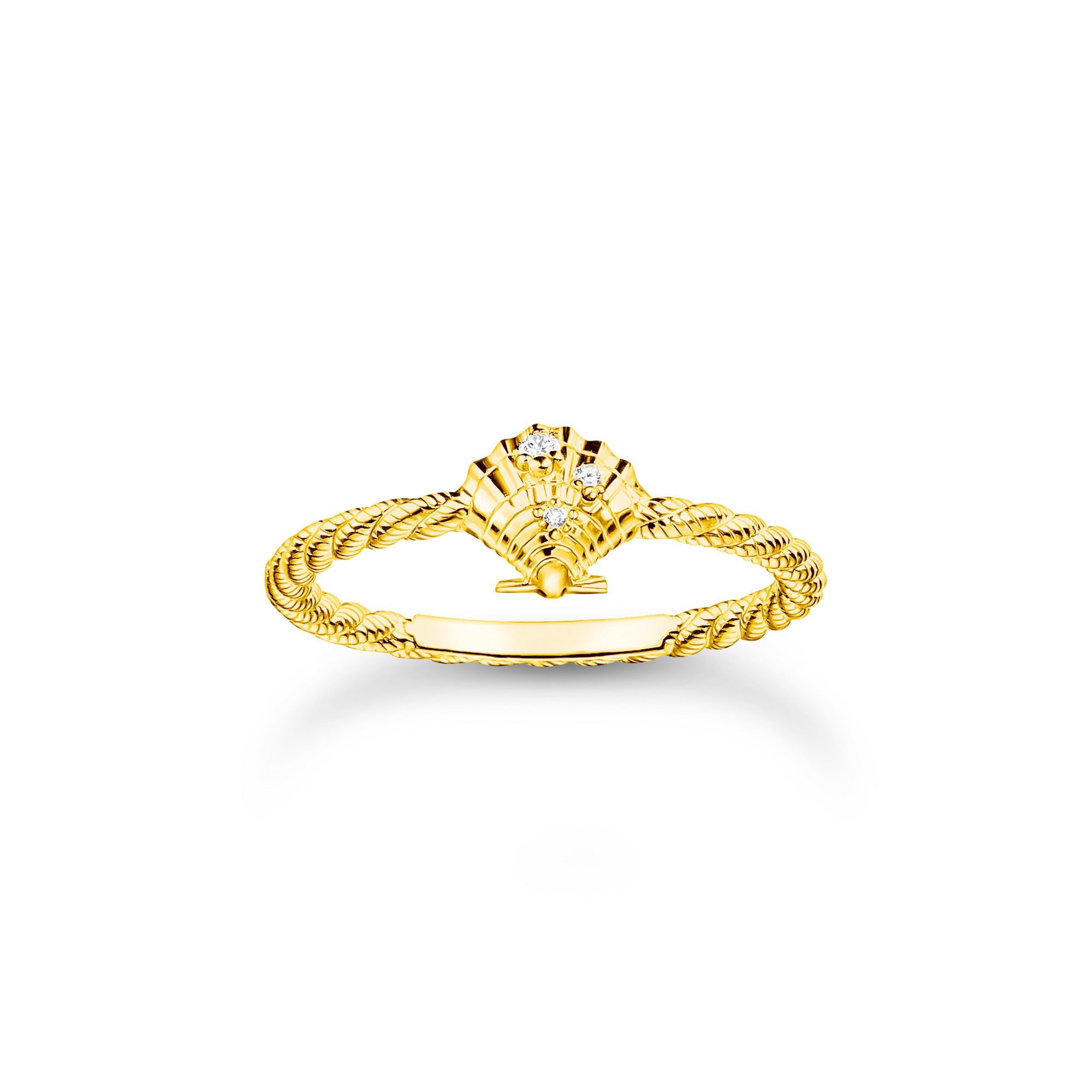 Thomas Sabo Charm Club Yellow Gold Plated Sterling Silver Shell Ring - 48