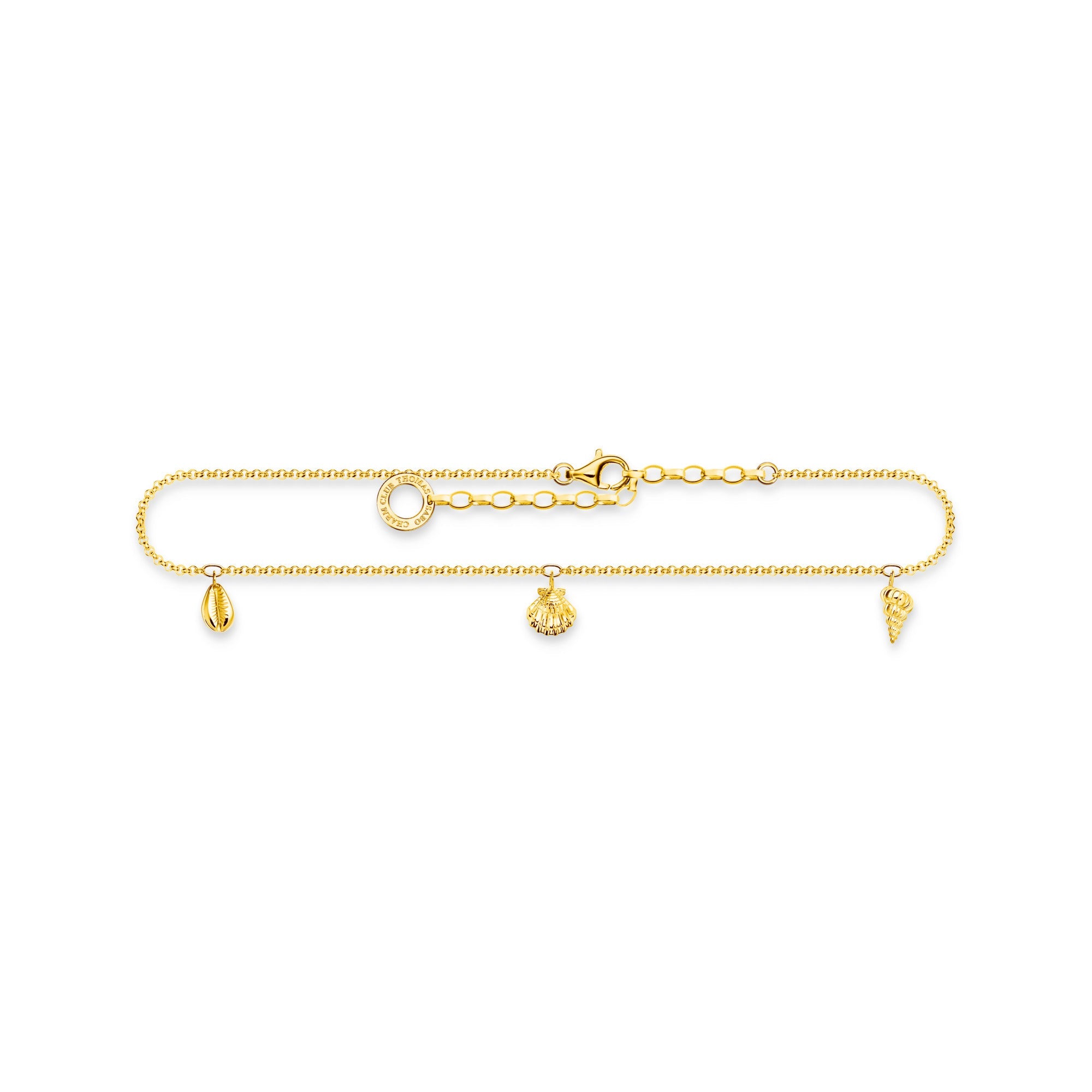 Thomas Sabo Charm Club Yellow Gold Plated Sterling Silver Shells Anklet - Silver
