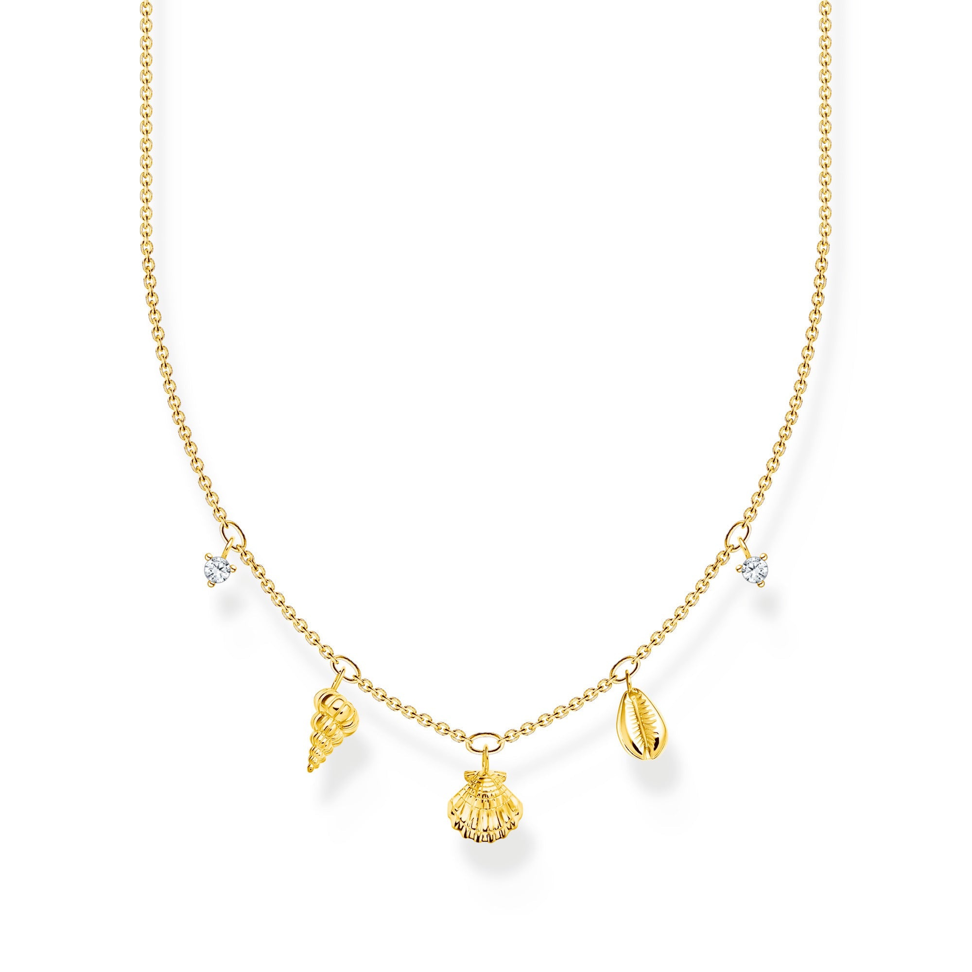 Thomas Sabo Charm Club Yellow Gold Plated Sterling Silver Shells Necklace - Silver