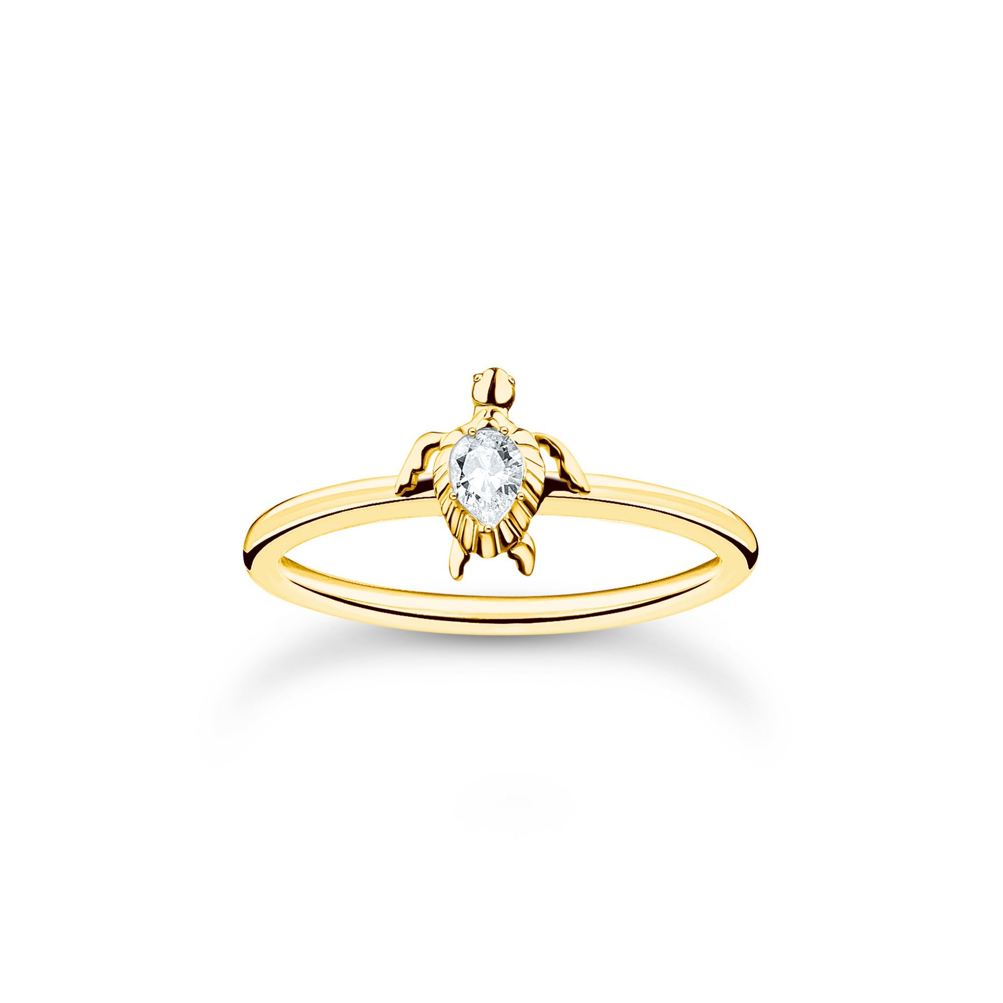 Thomas Sabo Charm Club Yellow Gold Plated Sterling Silver Turtle Ring - 58