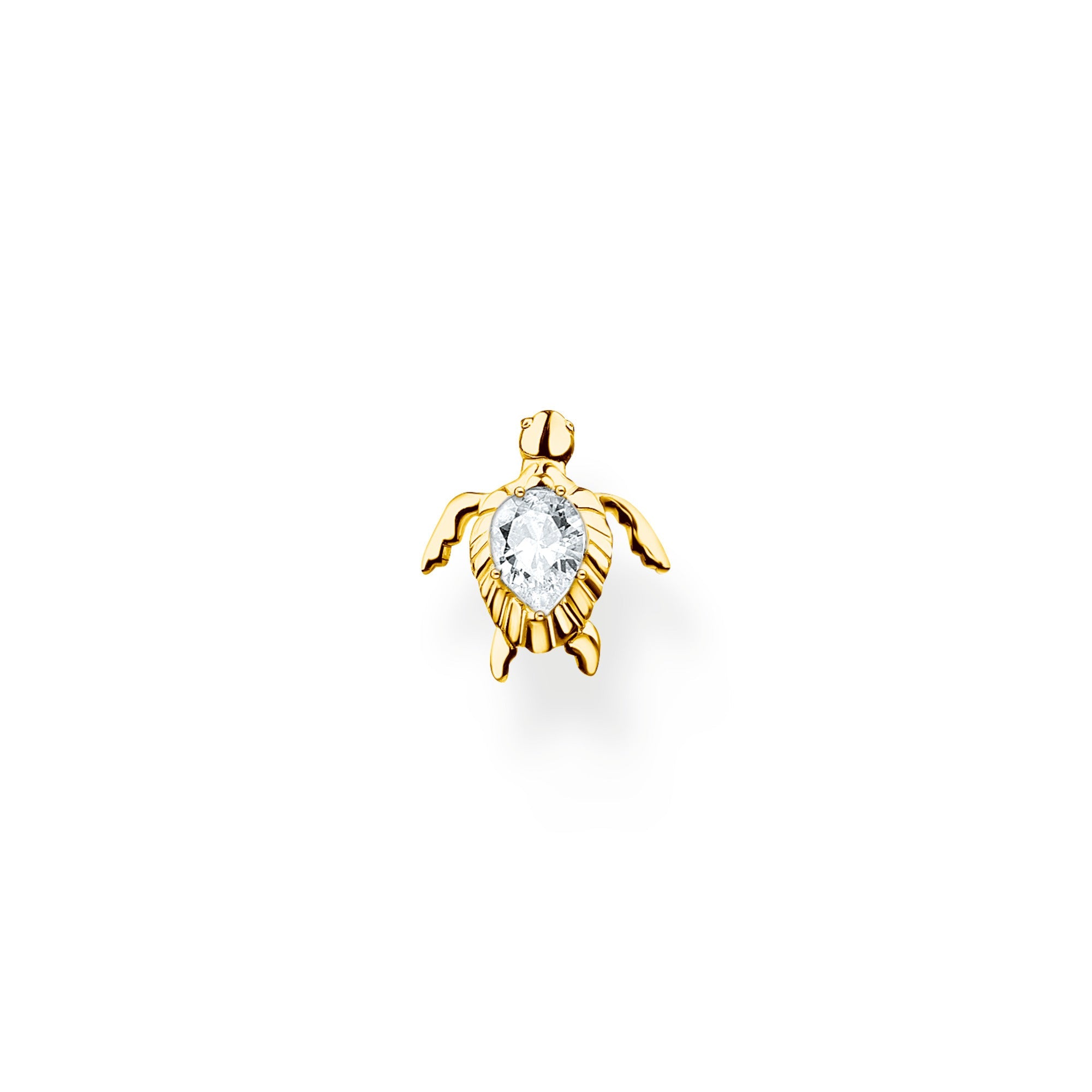 Thomas Sabo Charm Club Yellow Gold Plated Sterling Silver Turtle Single Ear Stud - Silver