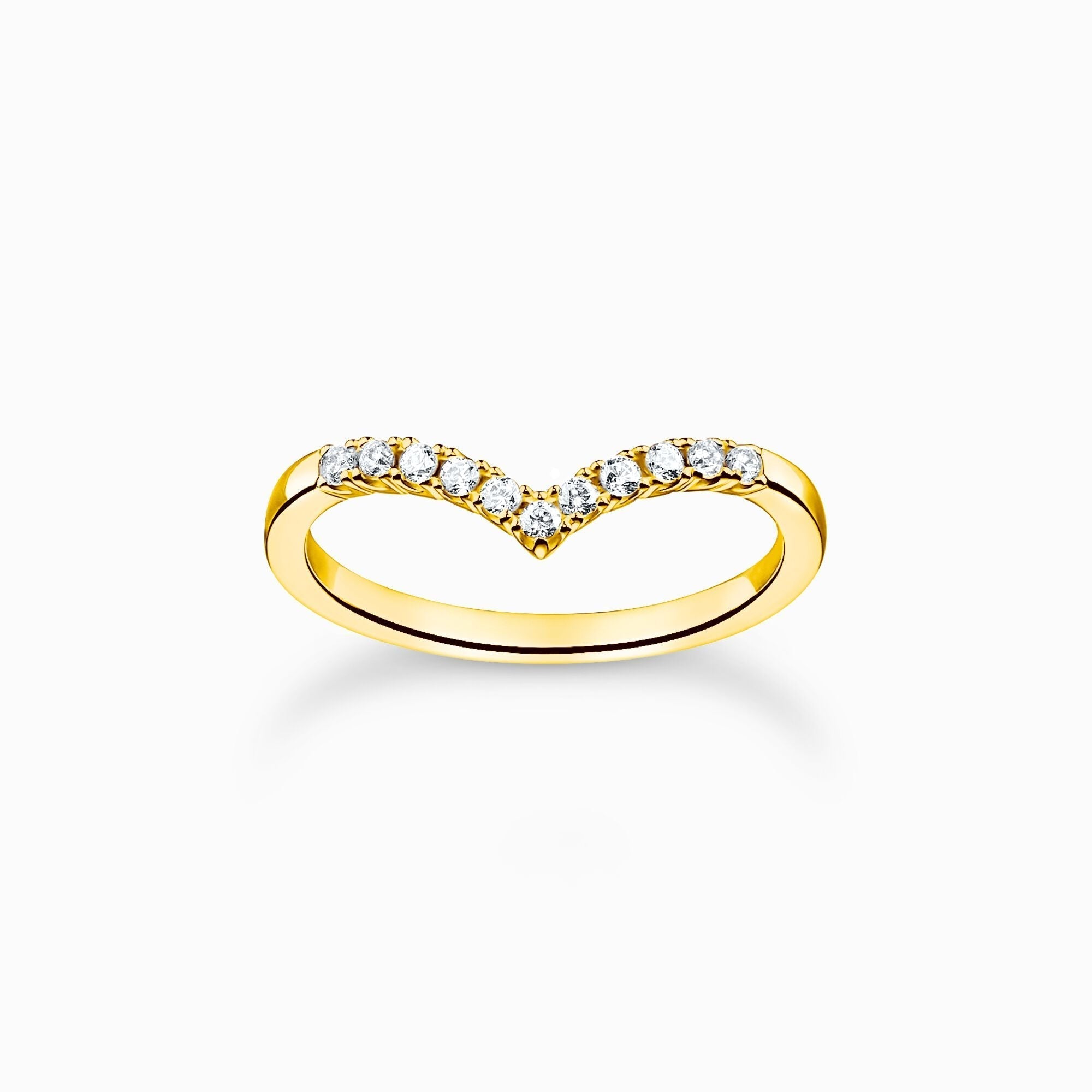Thomas Sabo Charm Club Yellow Gold Plated Sterling Silver V-Shape Ring - 58