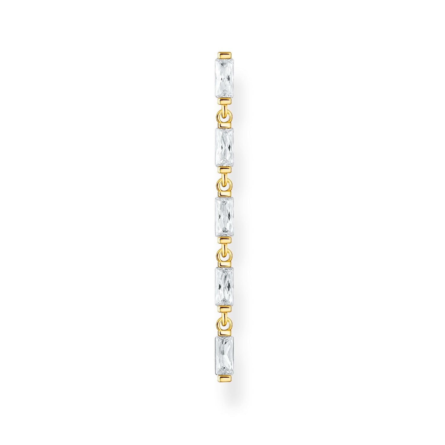 Thomas Sabo Charm Club Yellow Gold Plated Sterling Silver White Stones Single Drop Earring - Silver