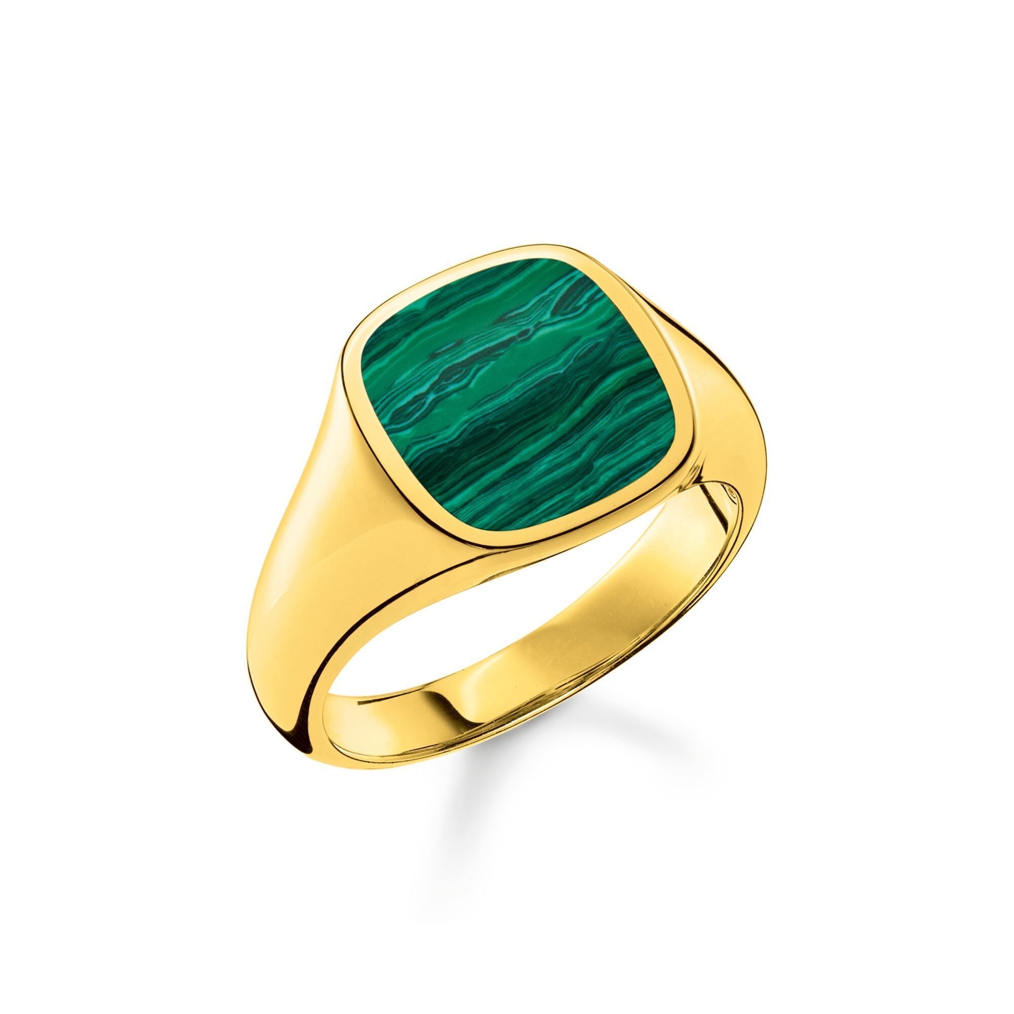 Thomas Sabo Gold Plated Sterling Silver Classic Green Ring - 60