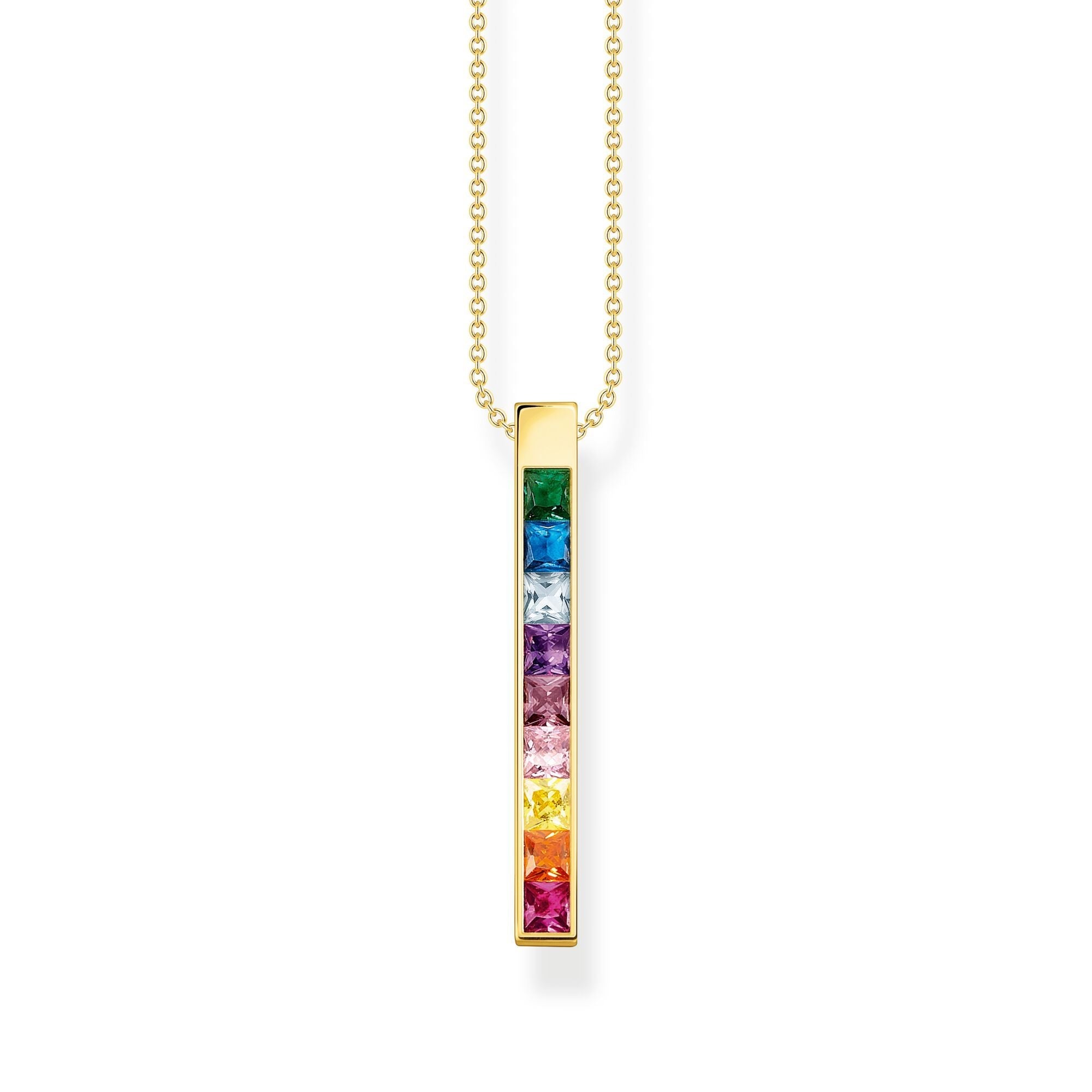 Thomas Sabo Gold Plated Sterling Silver Colourful Stone Necklace - Silver
