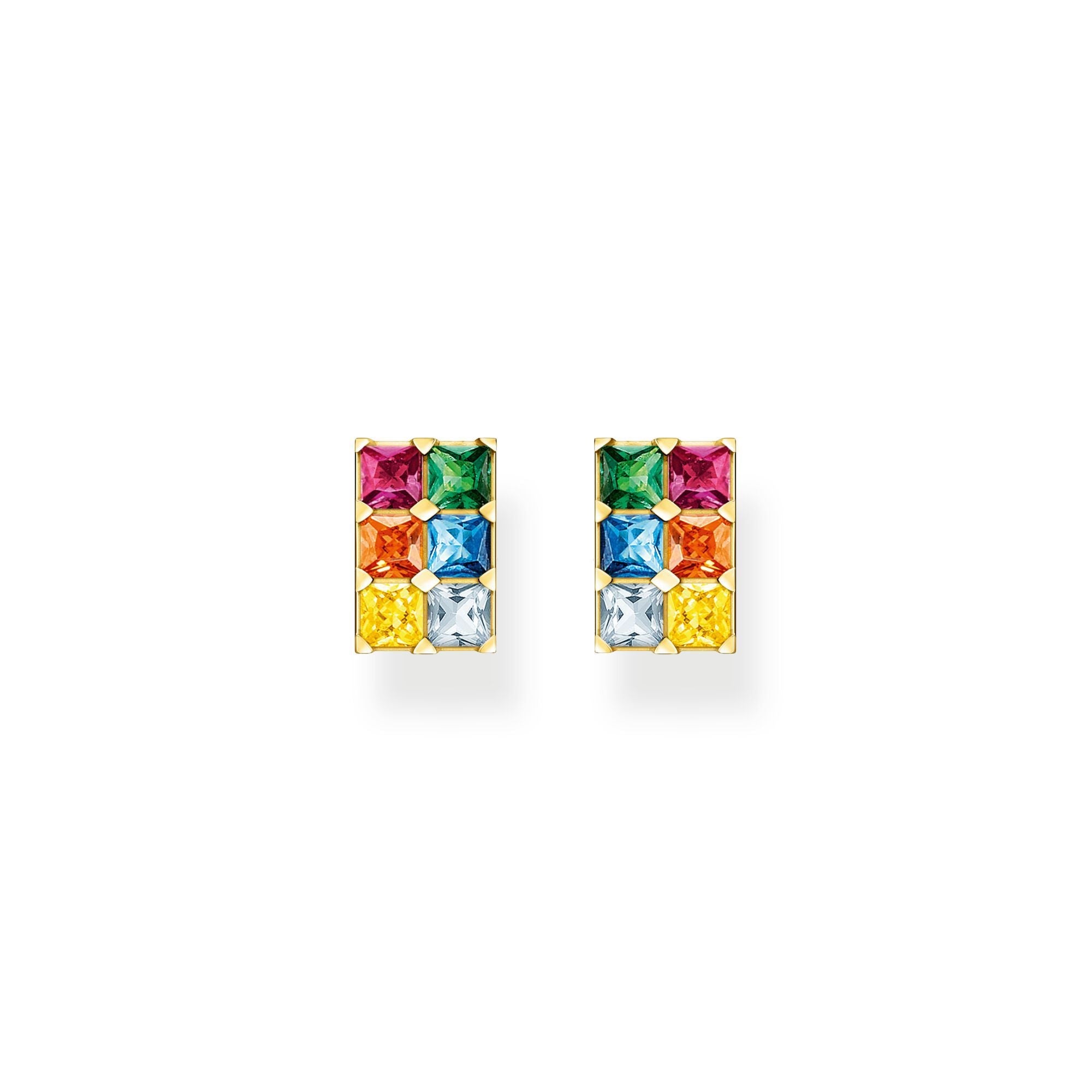 Thomas Sabo Gold Plated Sterling Silver Colourful Stone Stud Earrings - Silver