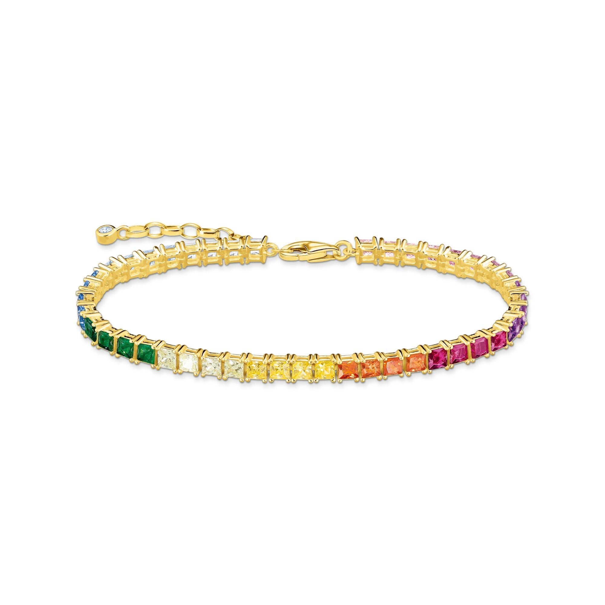 Thomas Sabo Gold Plated Sterling Silver Tennis Colourful Stone Bracelet - Silver