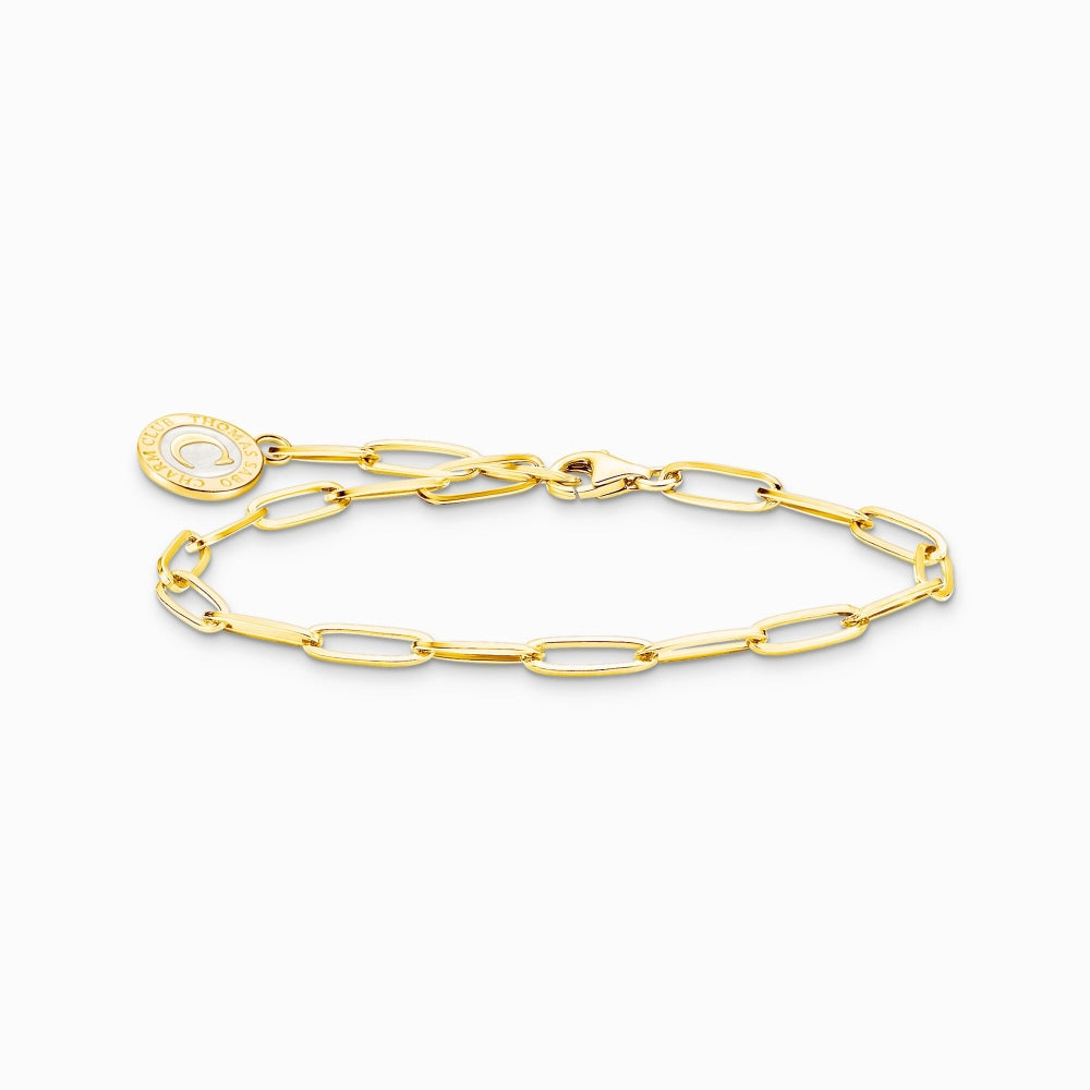 Thomas Sabo Gold Plated Sterling Silver Charmista Member Charm Bracelet with White Coin - 19cm