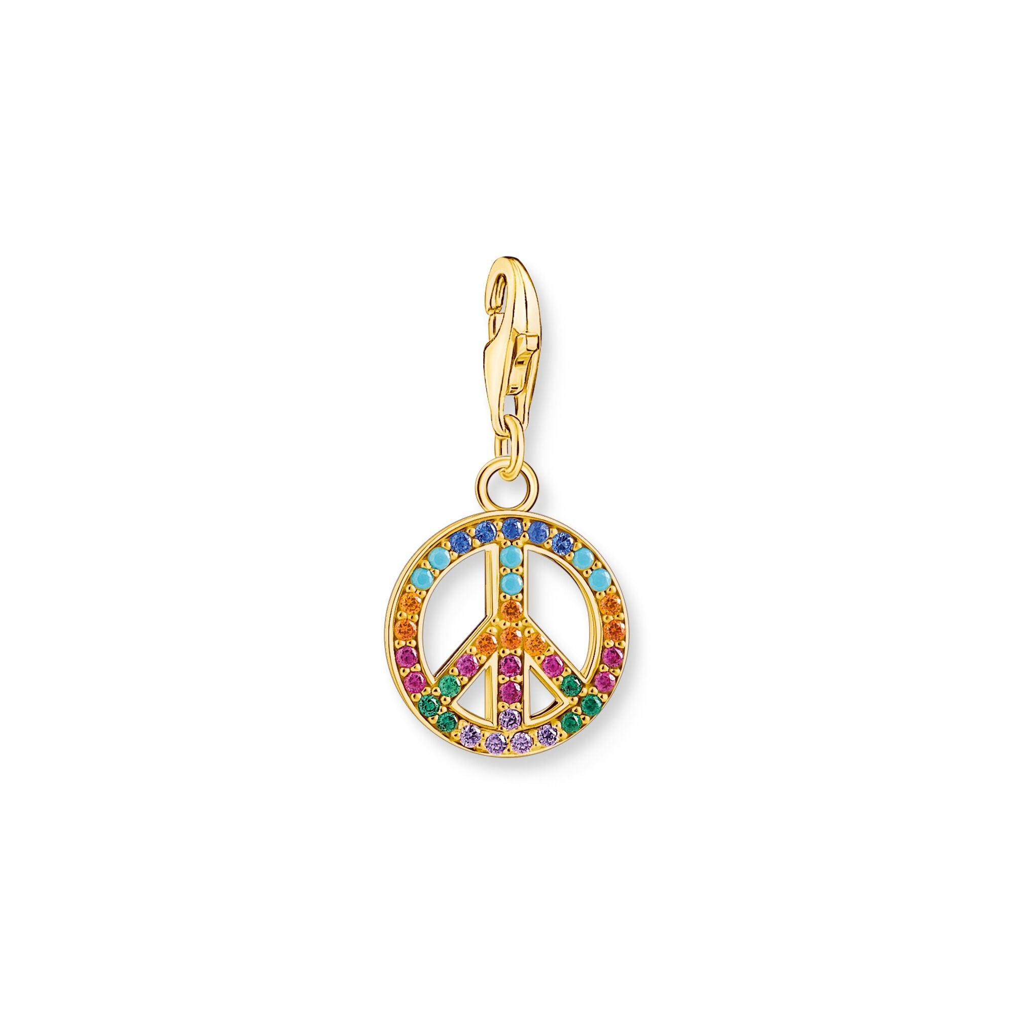 Thomas Sabo Gold Plated Sterling Silver Colourful Peace Charm - Silver